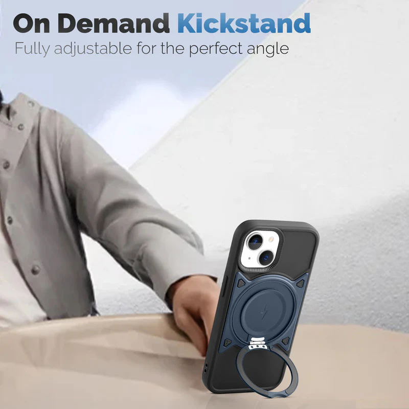 Wireless Charging Support Compatible with Metal Finish Ring Stand & Silicone Grip Back Case For Apple iPhone 13 - Image 18