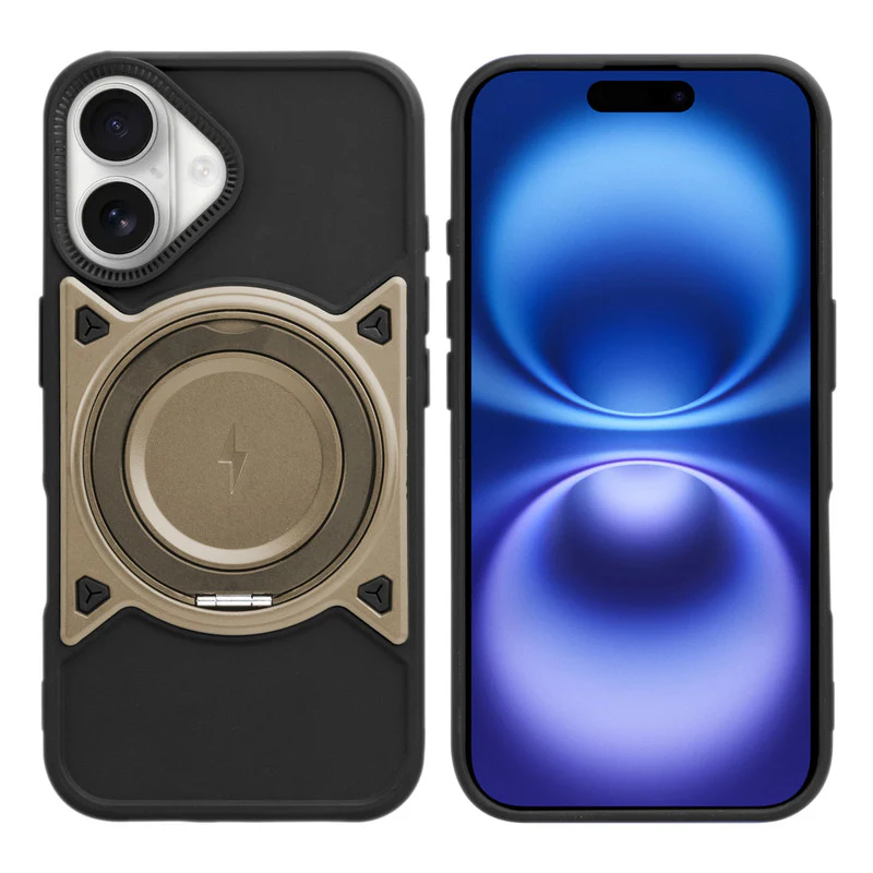 Wireless Charging Support Compatible with Metal Finish Ring Stand & Silicone Grip Back Case For Apple iPhone 16 - Image 16