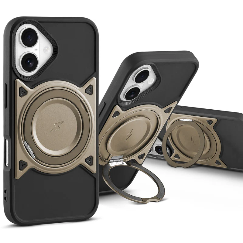 Wireless Charging Support Compatible with Metal Finish Ring Stand & Silicone Grip Back Case For Apple iPhone 16 Plus - Image 13
