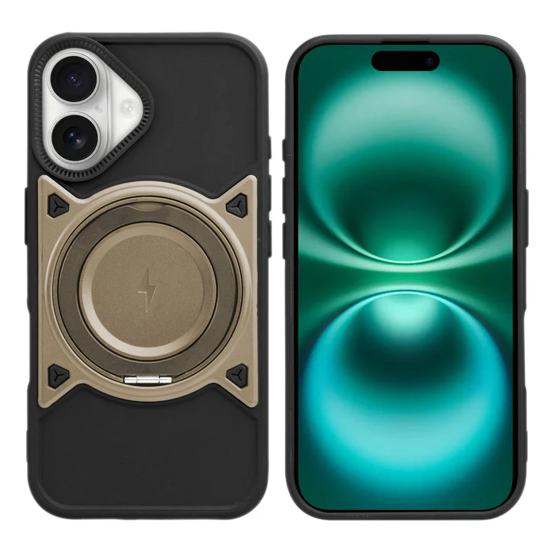 Wireless Charging Support Compatible with Metal Finish Ring Stand & Silicone Grip Back Case For Apple iPhone 16 Plus - Image 16