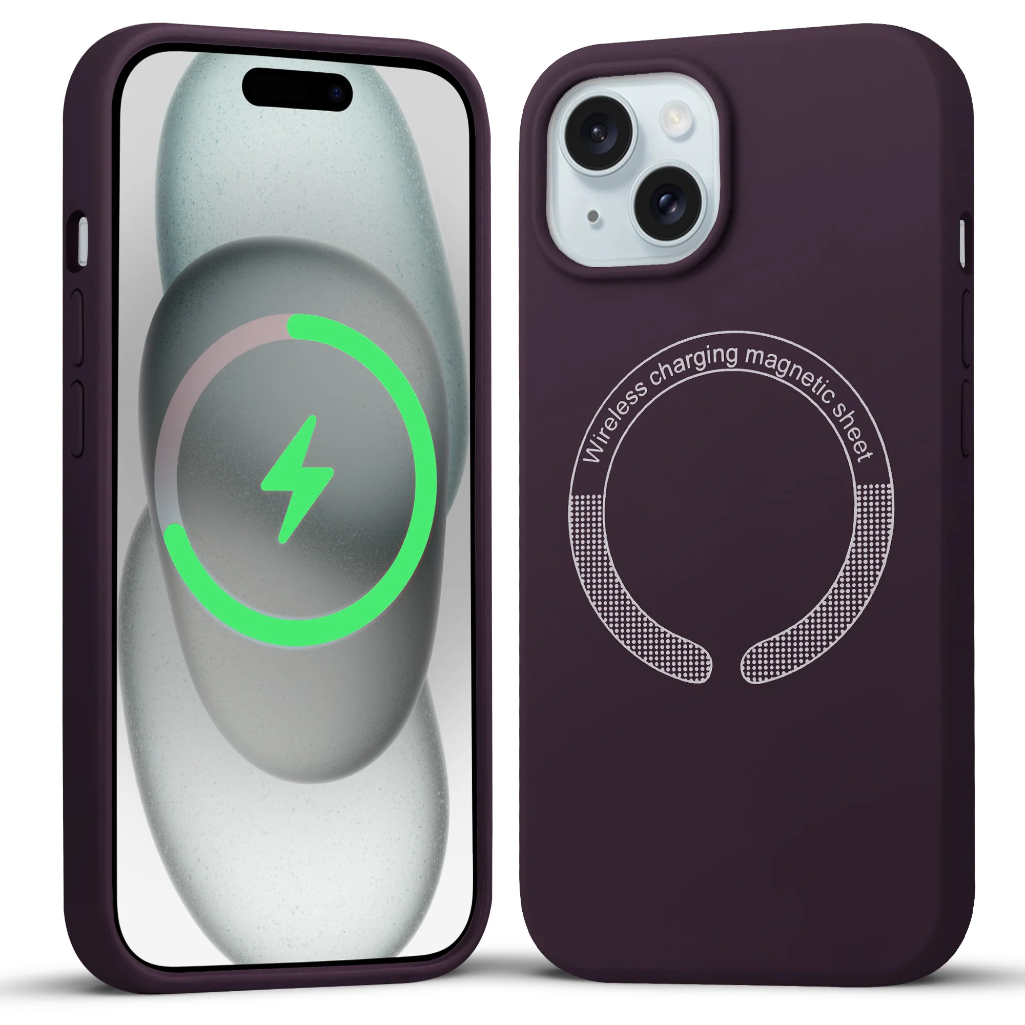 Wireless Charging Support Compatible Silicone Back Cover for- Apple iPhone 15 - Image 8