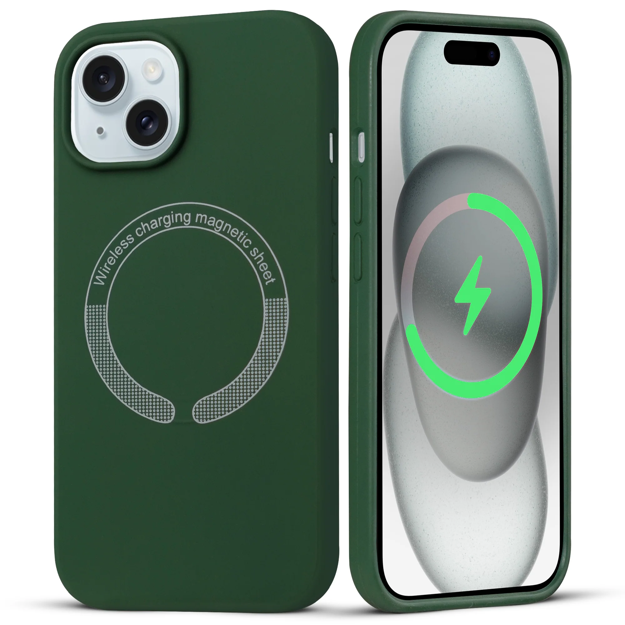 Wireless Charging Support Compatible Silicone Back Cover for- Apple iPhone 15 Plus - Image 29