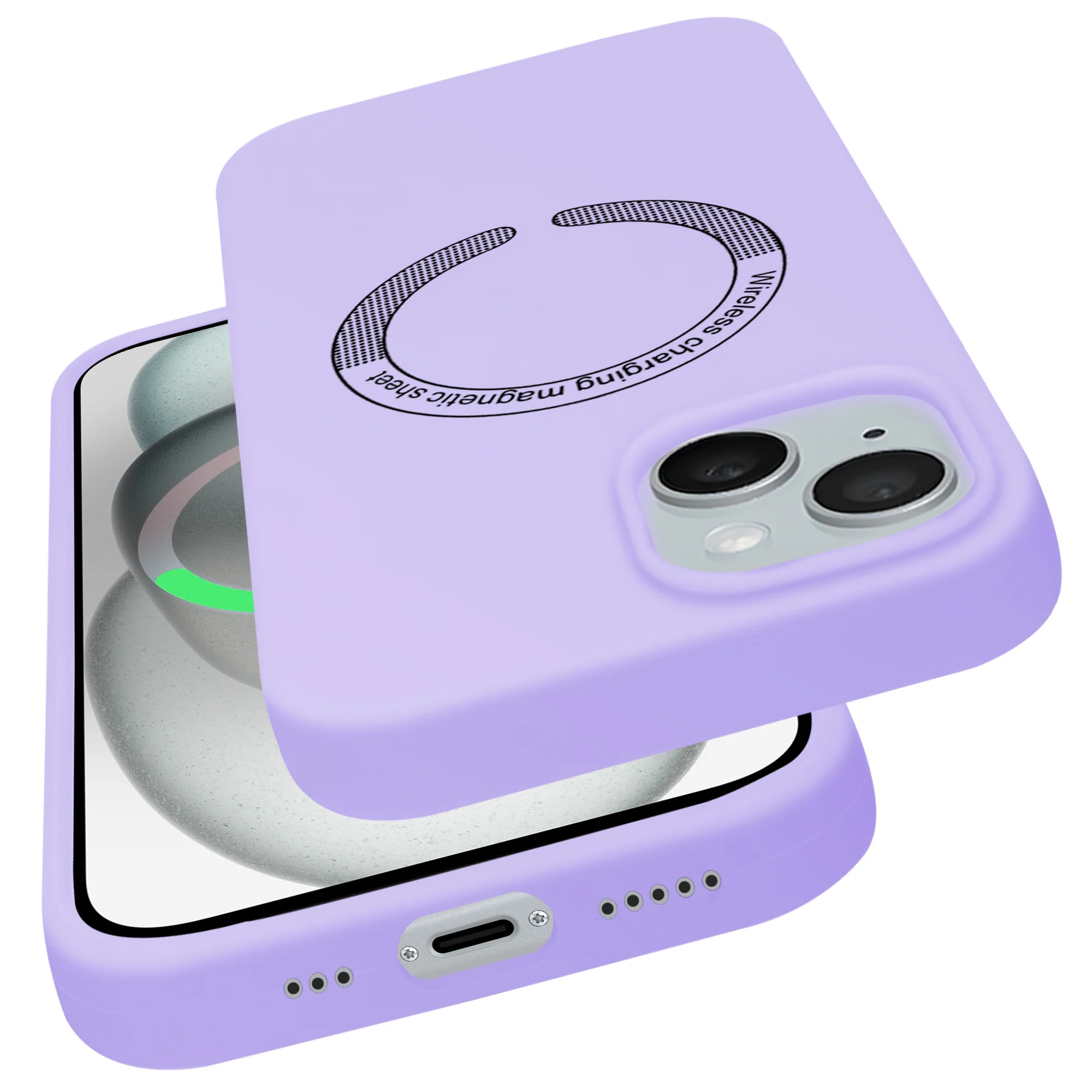 Wireless Charging Support Compatible Silicone Back Cover for- Apple iPhone 15 Plus - Image 33