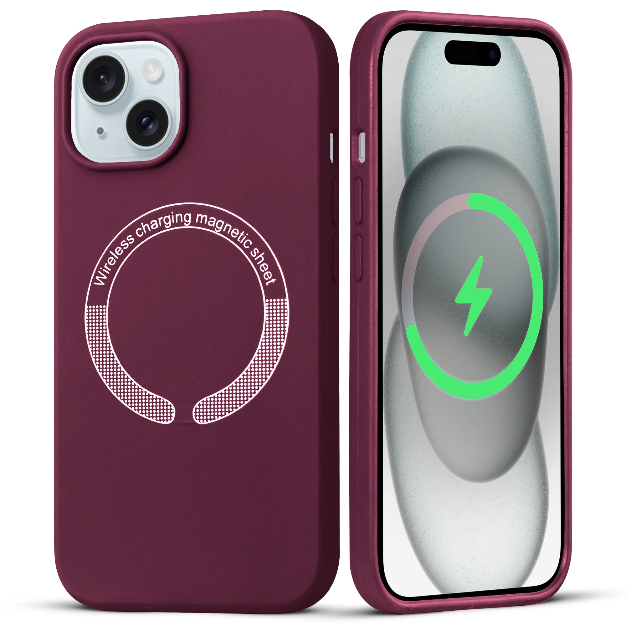 Wireless Charging Support Compatible Silicone Back Cover for- Apple iPhone 15 Plus - Image 41