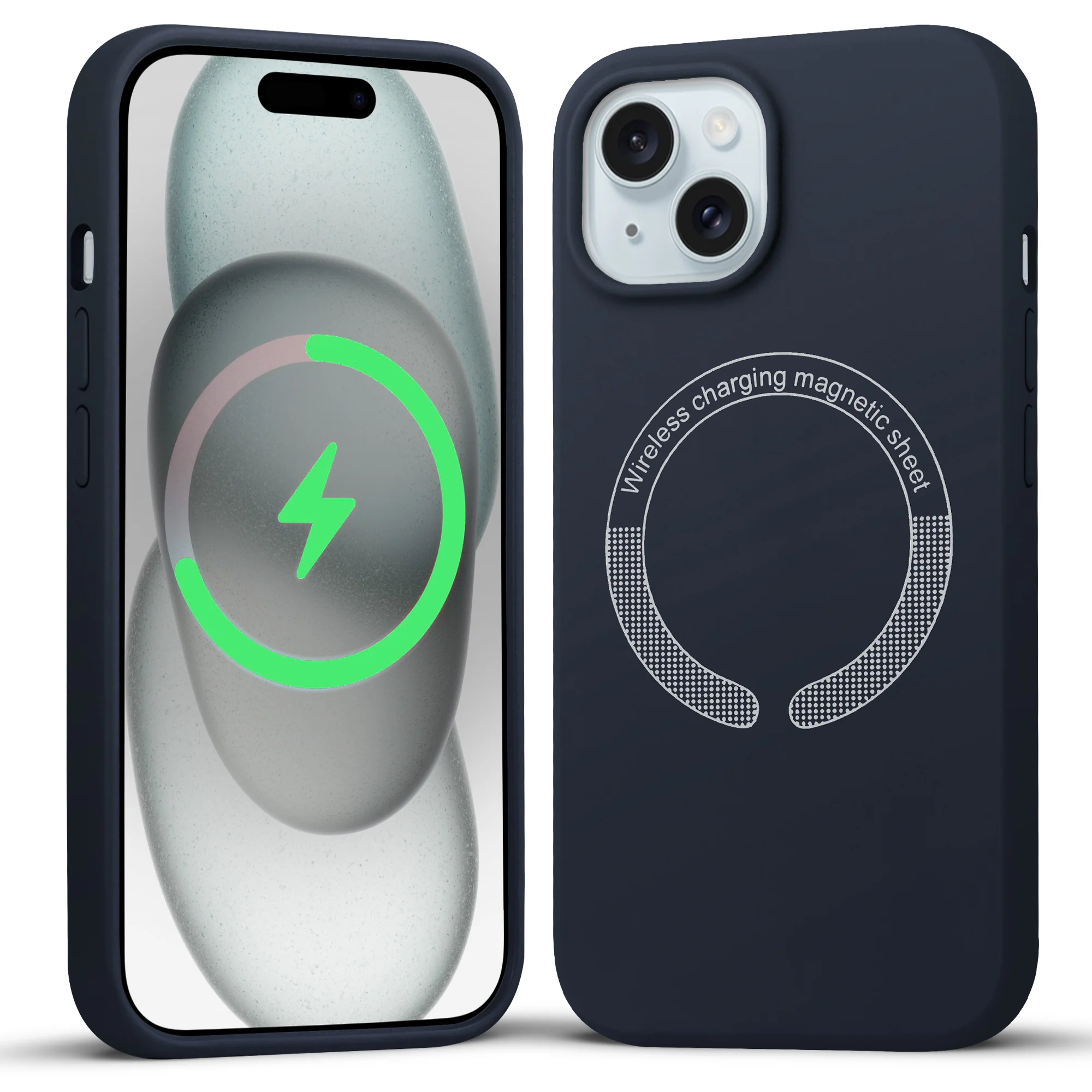 Wireless Charging Support Compatible Silicone Back Cover for- Apple iPhone 15 Plus - Image 43