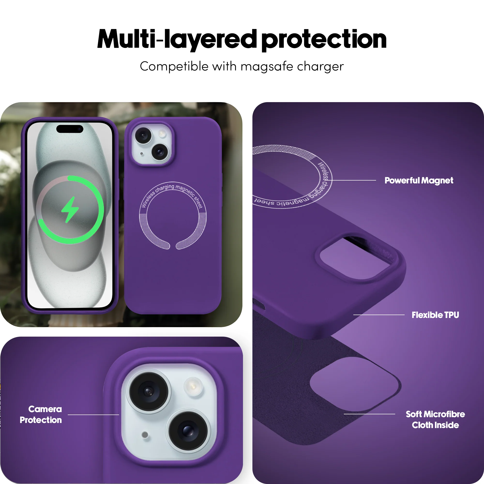 Wireless Charging Support Compatible Silicone Back Cover for- Apple iPhone 15 Plus - Image 52