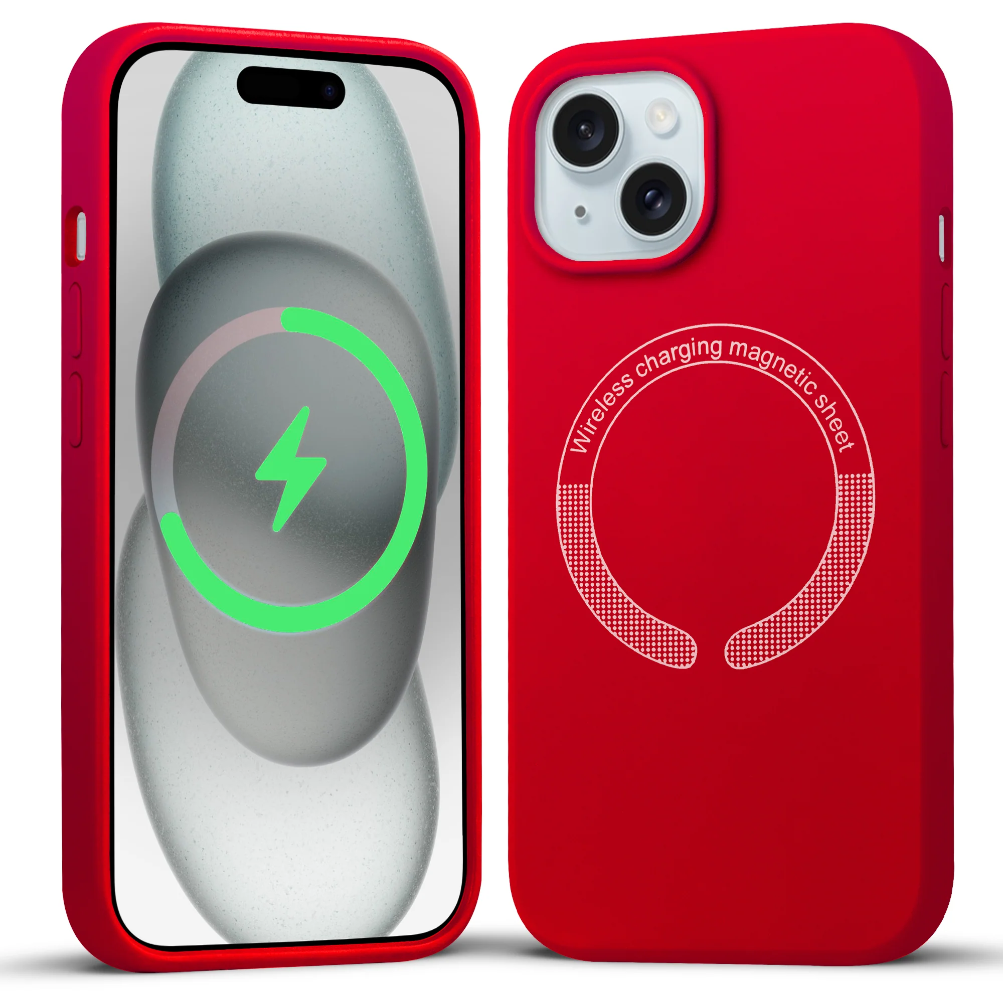 Wireless Charging Support Compatible Silicone Back Cover for- Apple iPhone 15 Plus - Image 55