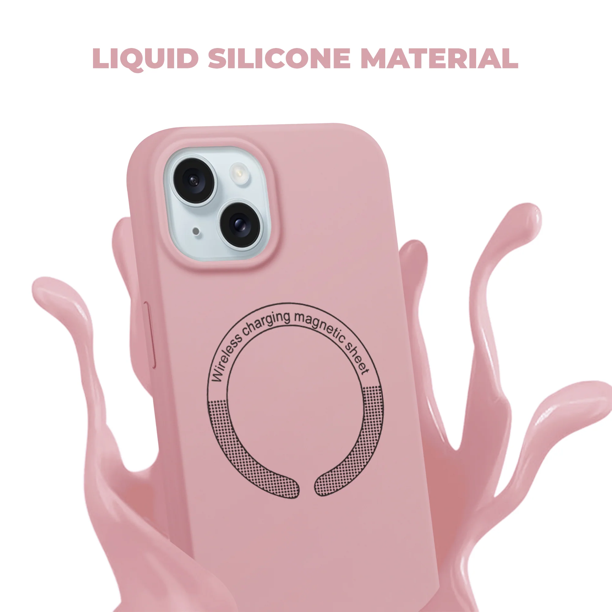 Wireless Charging Support Compatible Silicone Back Cover for- Apple iPhone 15 Plus - Image 8