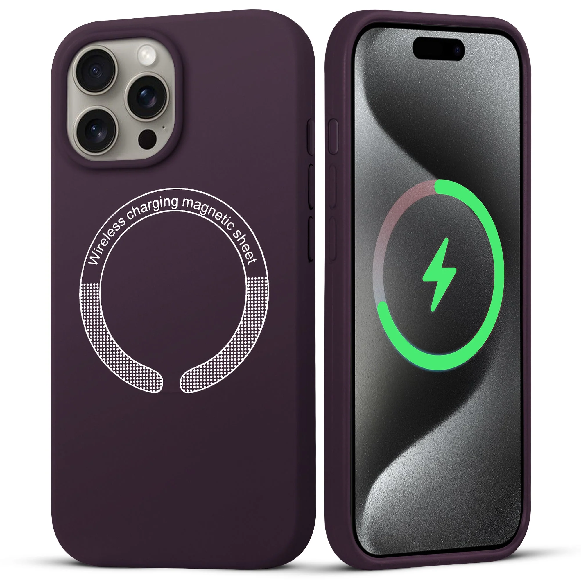 Wireless Charging Support Compatible Silicone Back Cover for- Apple iPhone 15 Pro Max - Image 19