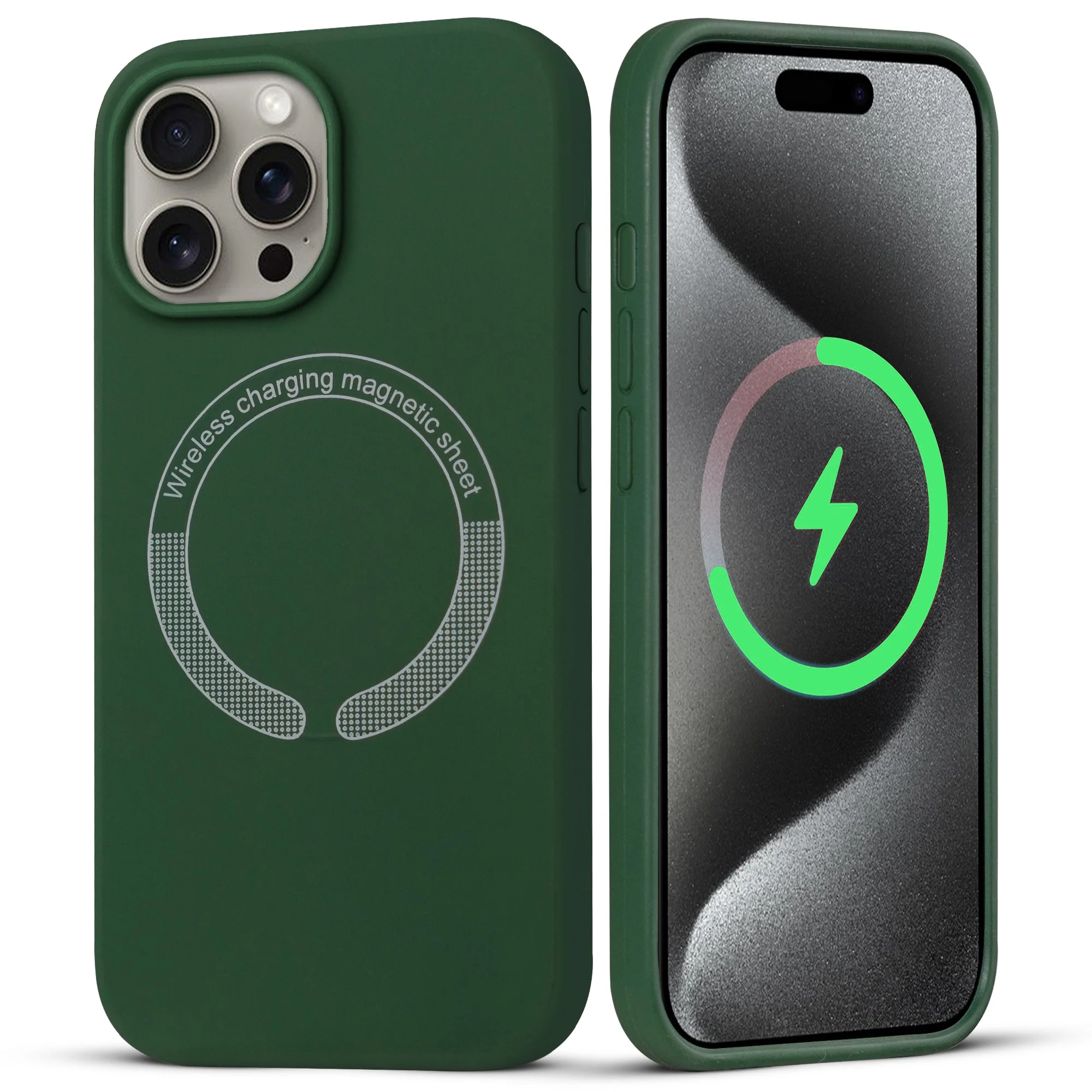 Wireless Charging Support Compatible Silicone Back Cover for- Apple iPhone 15 Pro Max - Image 25