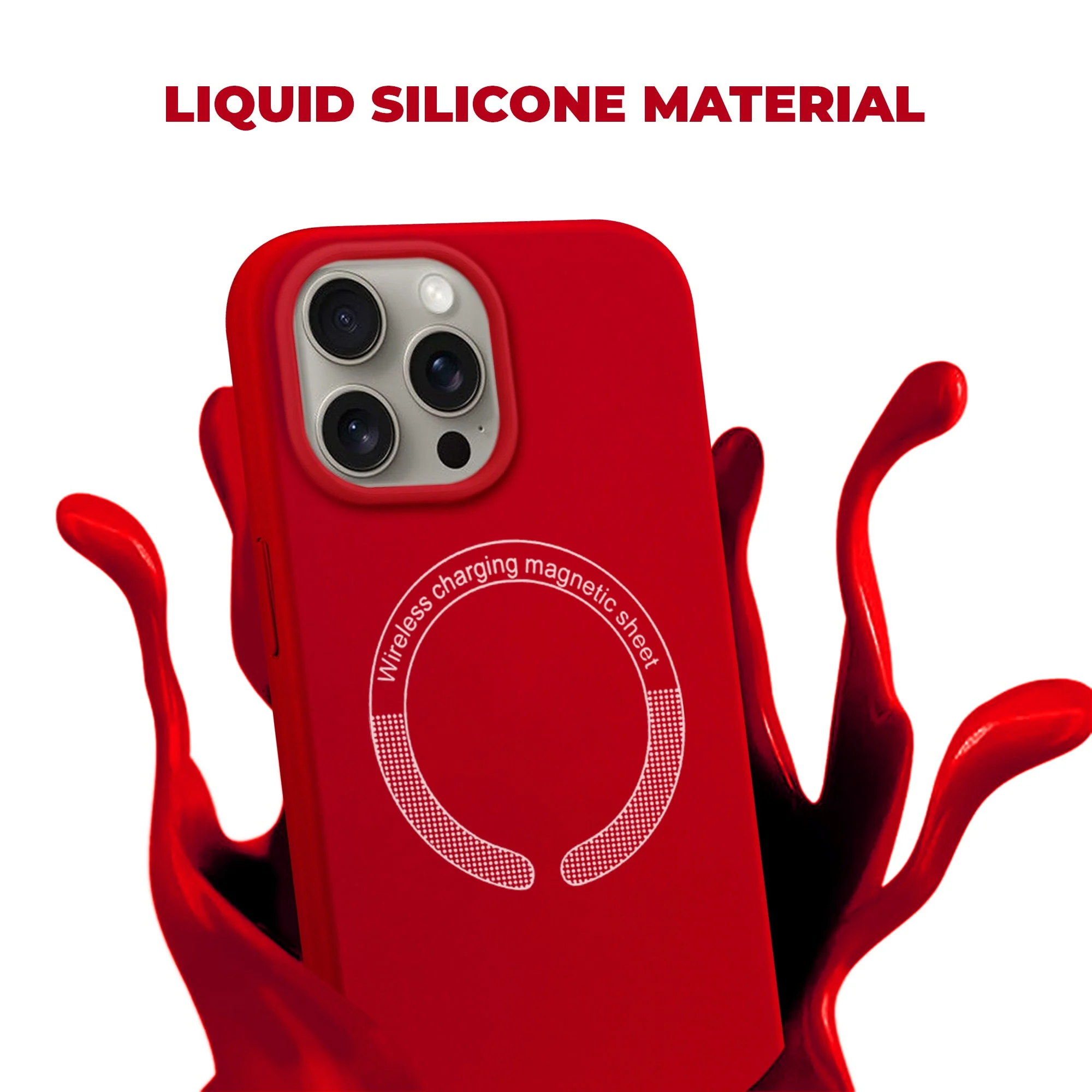 Wireless Charging Support Compatible Silicone Back Cover for- Apple iPhone 15 Pro Max - Image 52
