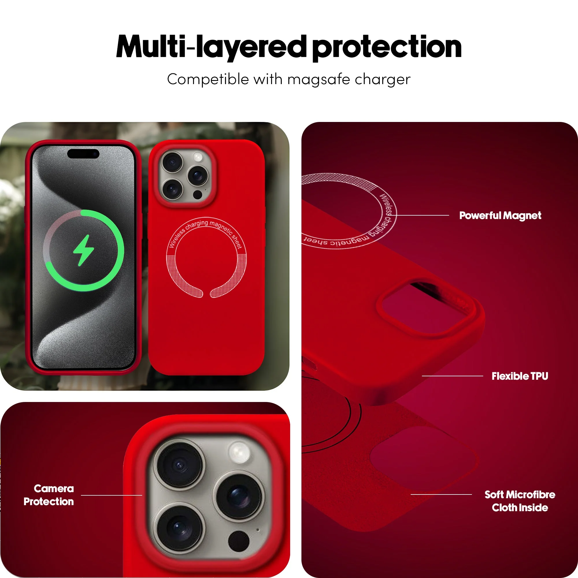 Wireless Charging Support Compatible Silicone Back Cover for- Apple iPhone 15 Pro Max - Image 54