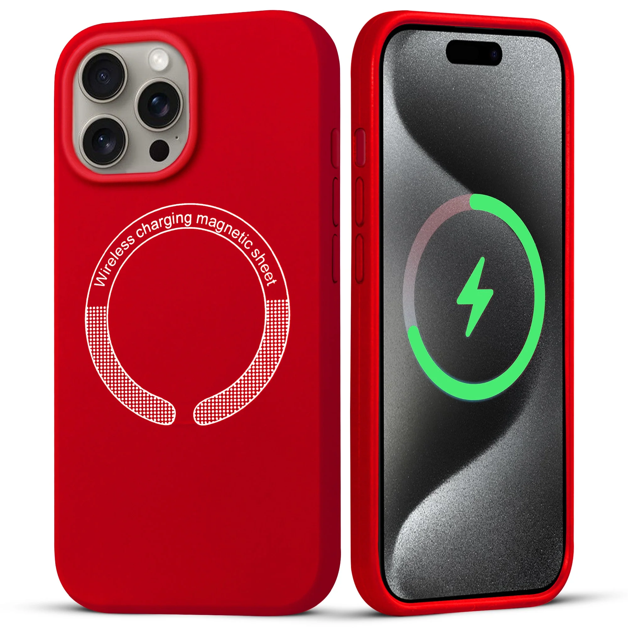 Wireless Charging Support Compatible Silicone Back Cover for- Apple iPhone 15 Pro Max - Image 55