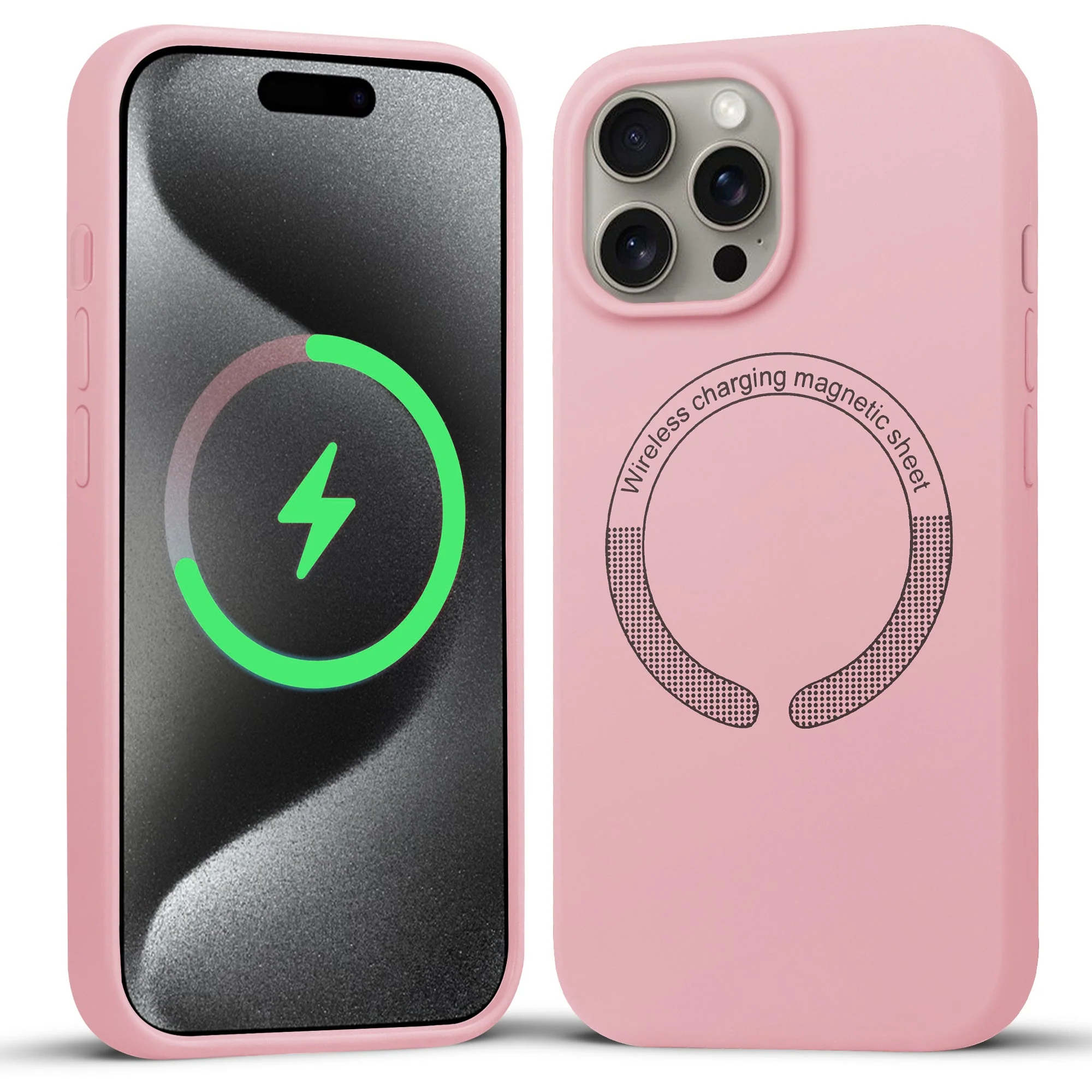 Wireless Charging Support Compatible Silicone Back Cover for- Apple iPhone 15 Pro Max - Image 7
