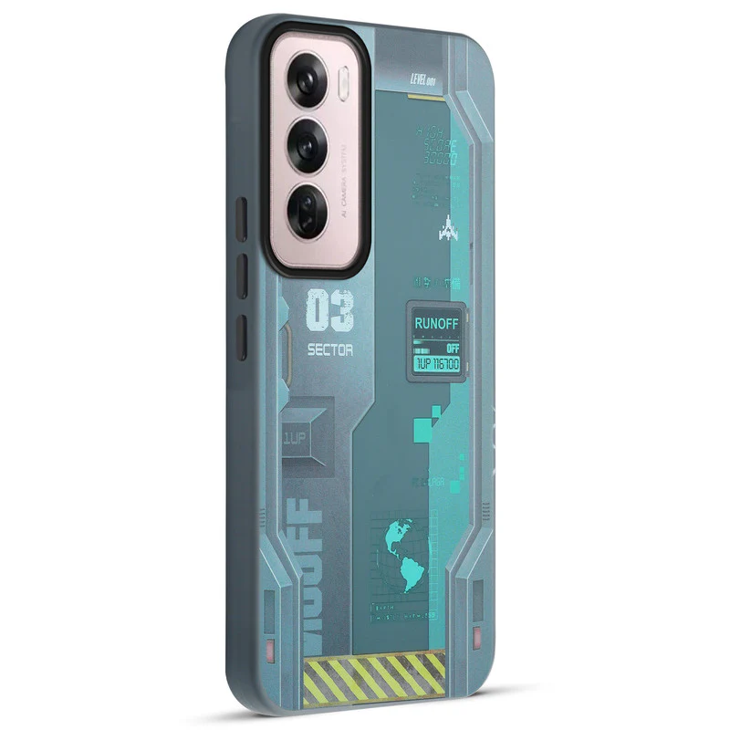 Mechanical Circuit Sector Print Hard Back Cover For Oppo Reno 12 Pro 5G - Image 33