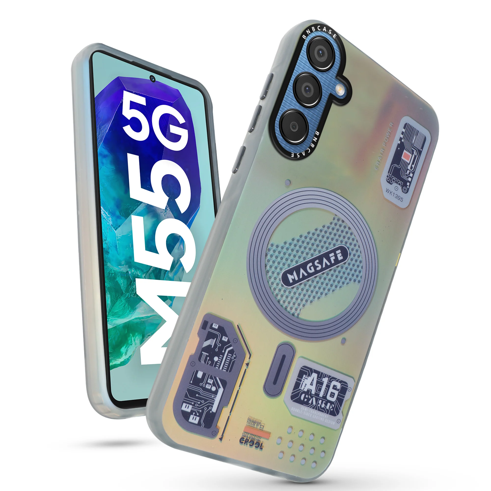 Colorful Reflective Circuit Prints Hard Back Protector Case For Samsung M55 5G - Image 9