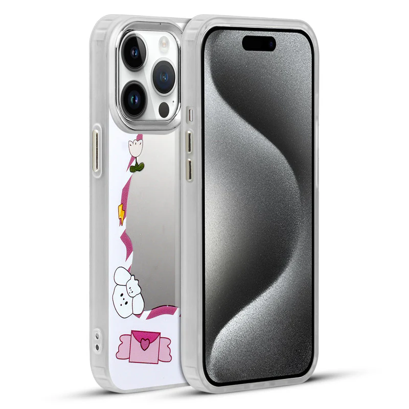 Mirror Case With Cute Cartoon Prints Back Cover For Apple iPhone 15 Pro Max - Image 17
