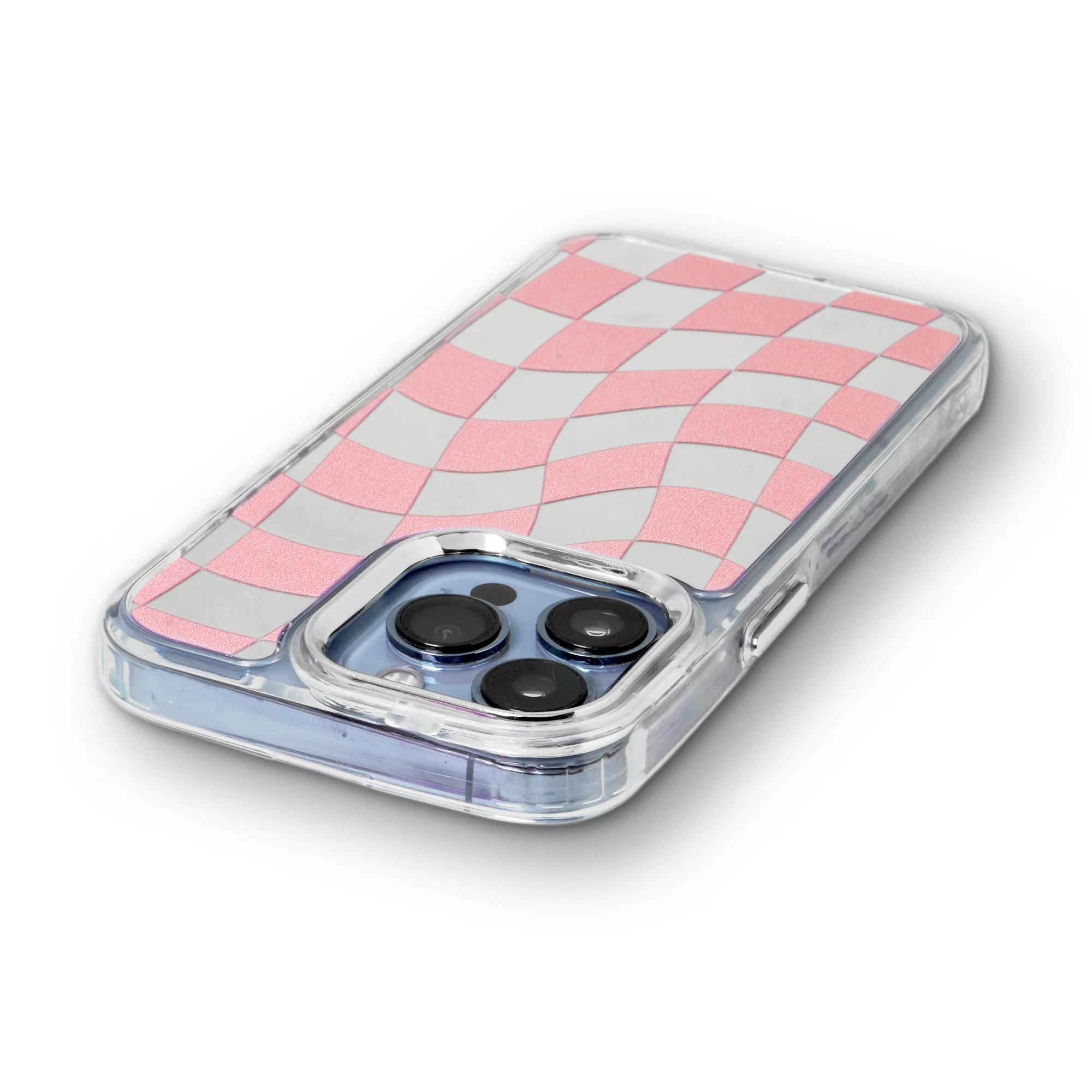 Mirror Checkered Pattern Back Cover with a Fur Pop Socket for Apple iPhone 15 Pro Max - Image 9
