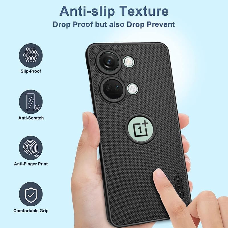 ZUNDO Dotted Silicon Back Case Cover for OnePlus Nord 3 5G | Camera Bumper Protection Back Cover [ Matte Black ] - Image 6