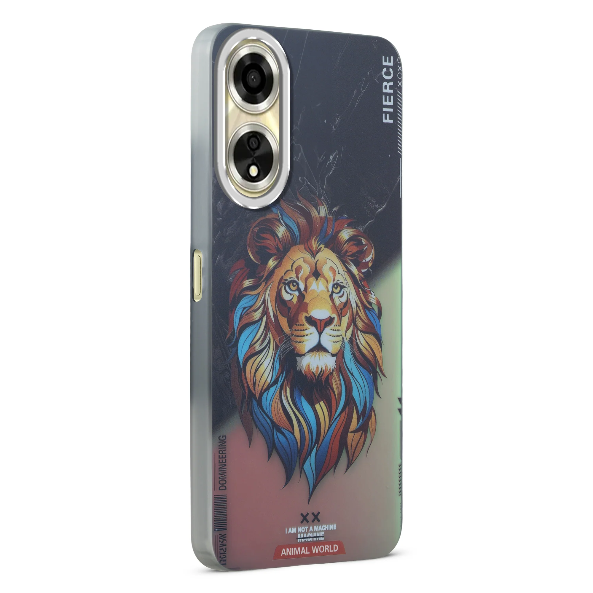 Night Glow & Shiny Hard Phone Cover with Silver Camera Ring For Oppo A59 5G - Image 2