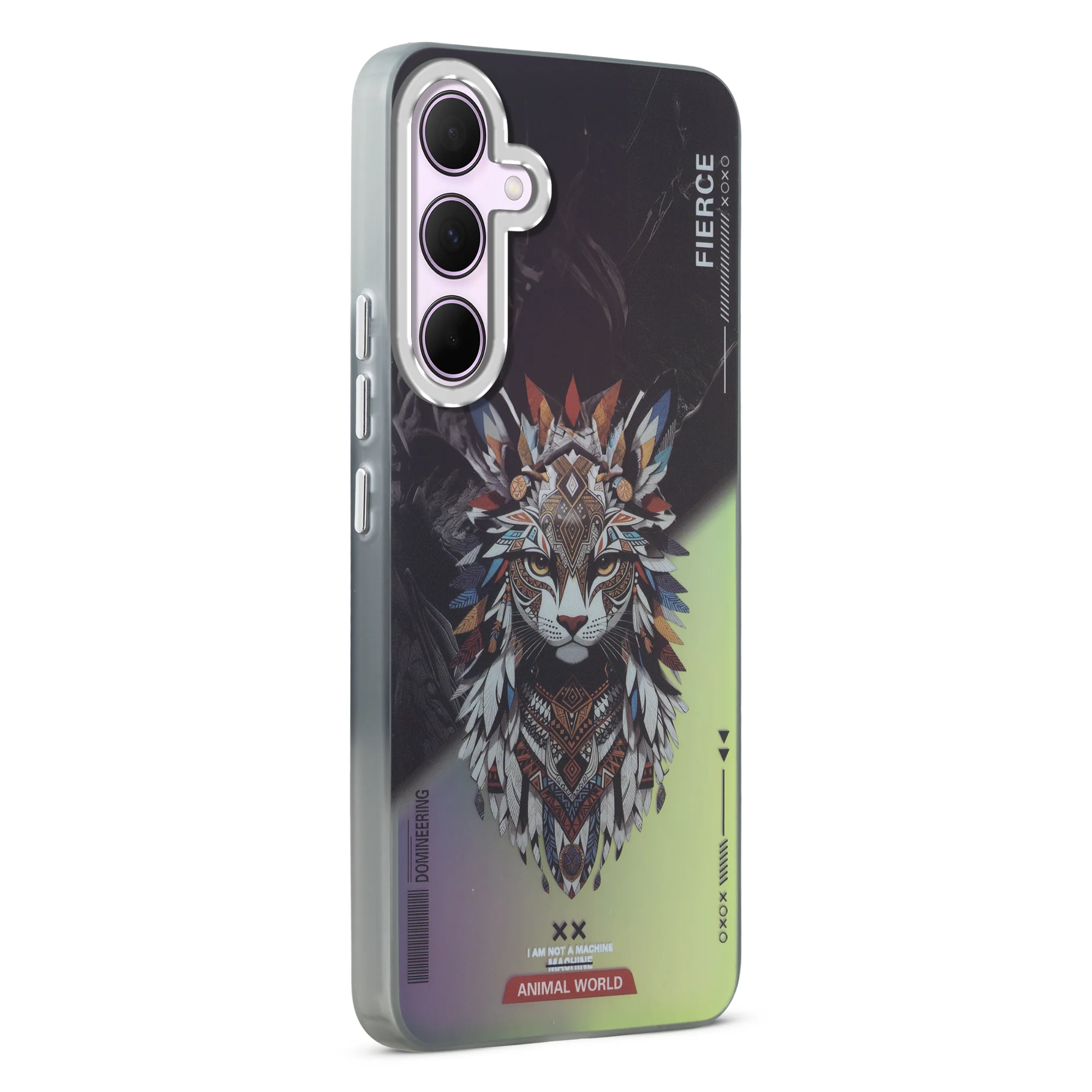 Night Glow & Shiny Hard Phone Cover with Silver Camera Ring For Samsung M55 5G - Image 8