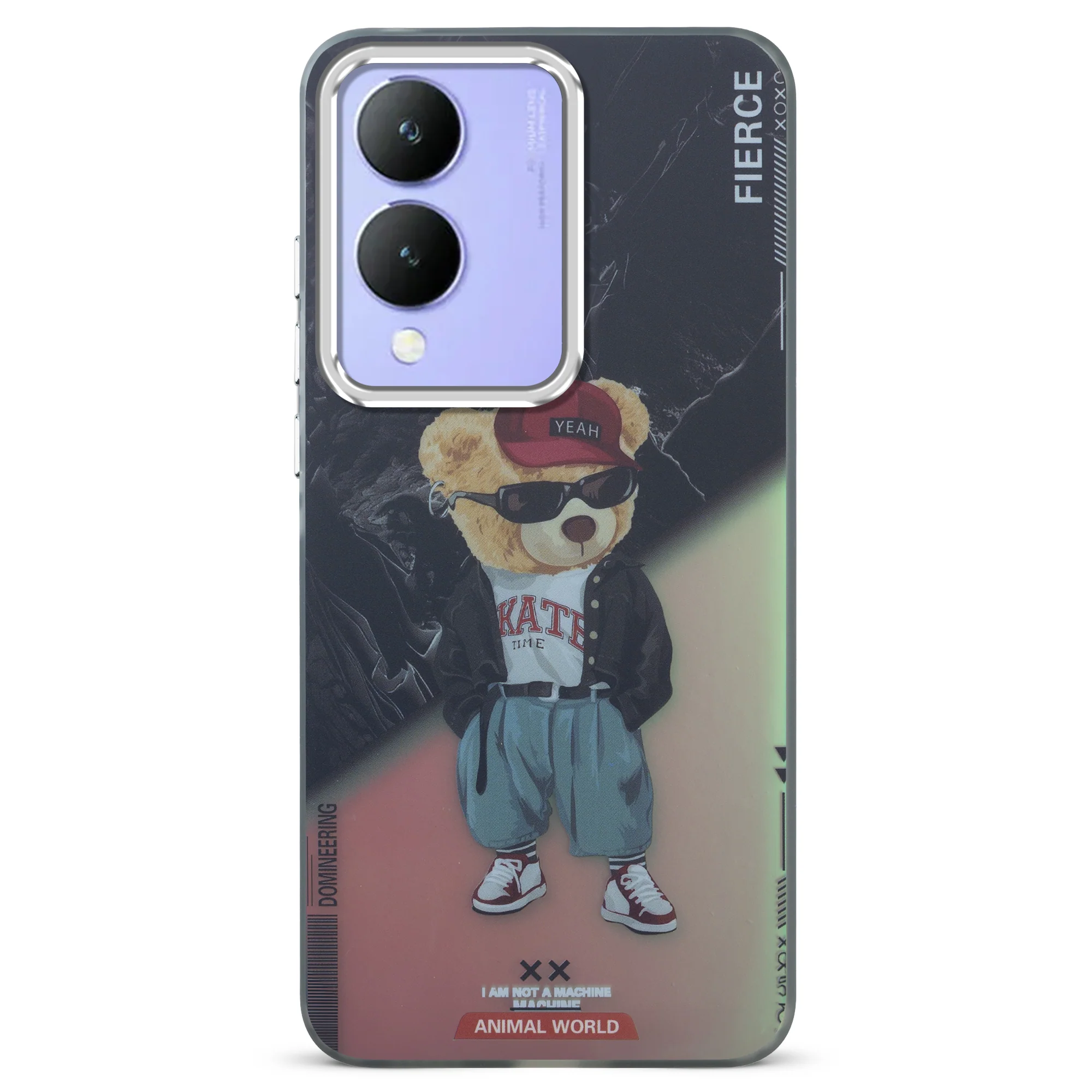 Night Glow & Shiny Hard Phone Cover with Silver Camera Ring For Vivo Y17s - Image 43