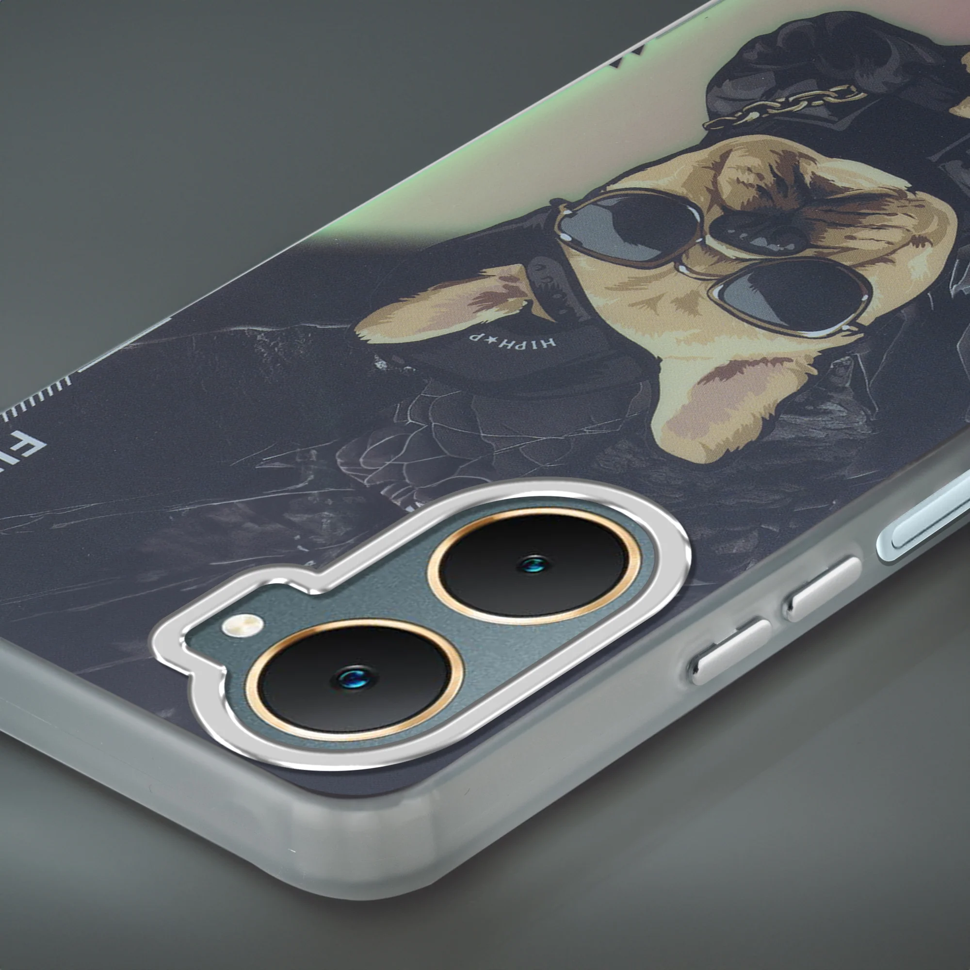 Night Glow & Shiny Hard Phone Cover with Silver Camera Ring For Vivo Y18 - Image 30