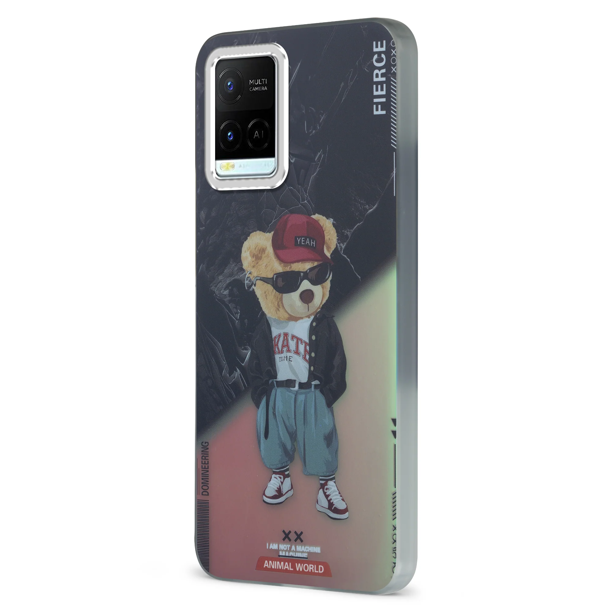 Night Glow & Shiny Hard Phone Cover with Silver Camera Ring For Vivo Y21 2021 - Image 28