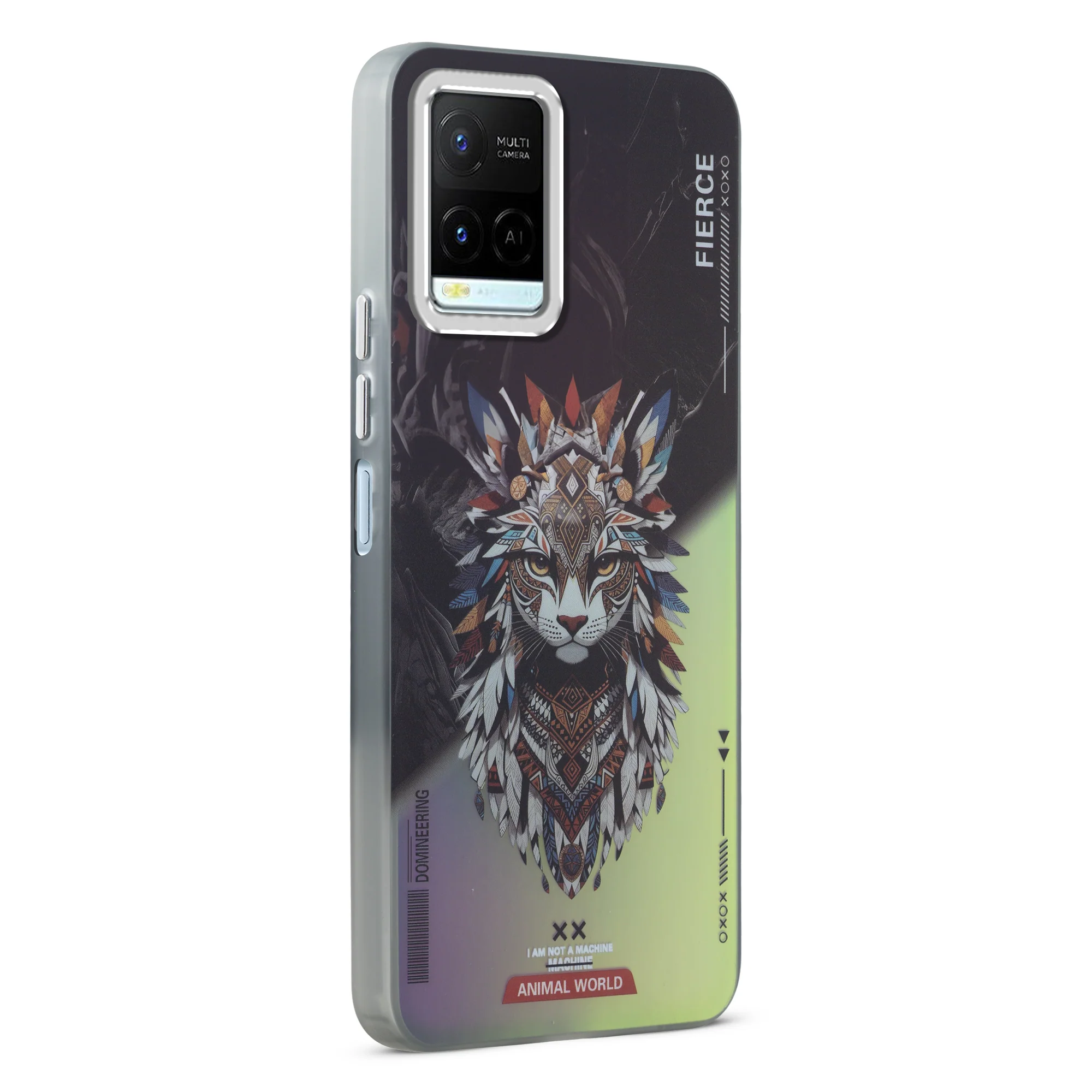 Night Glow & Shiny Hard Phone Cover with Silver Camera Ring For Vivo Y21 2021 - Image 3