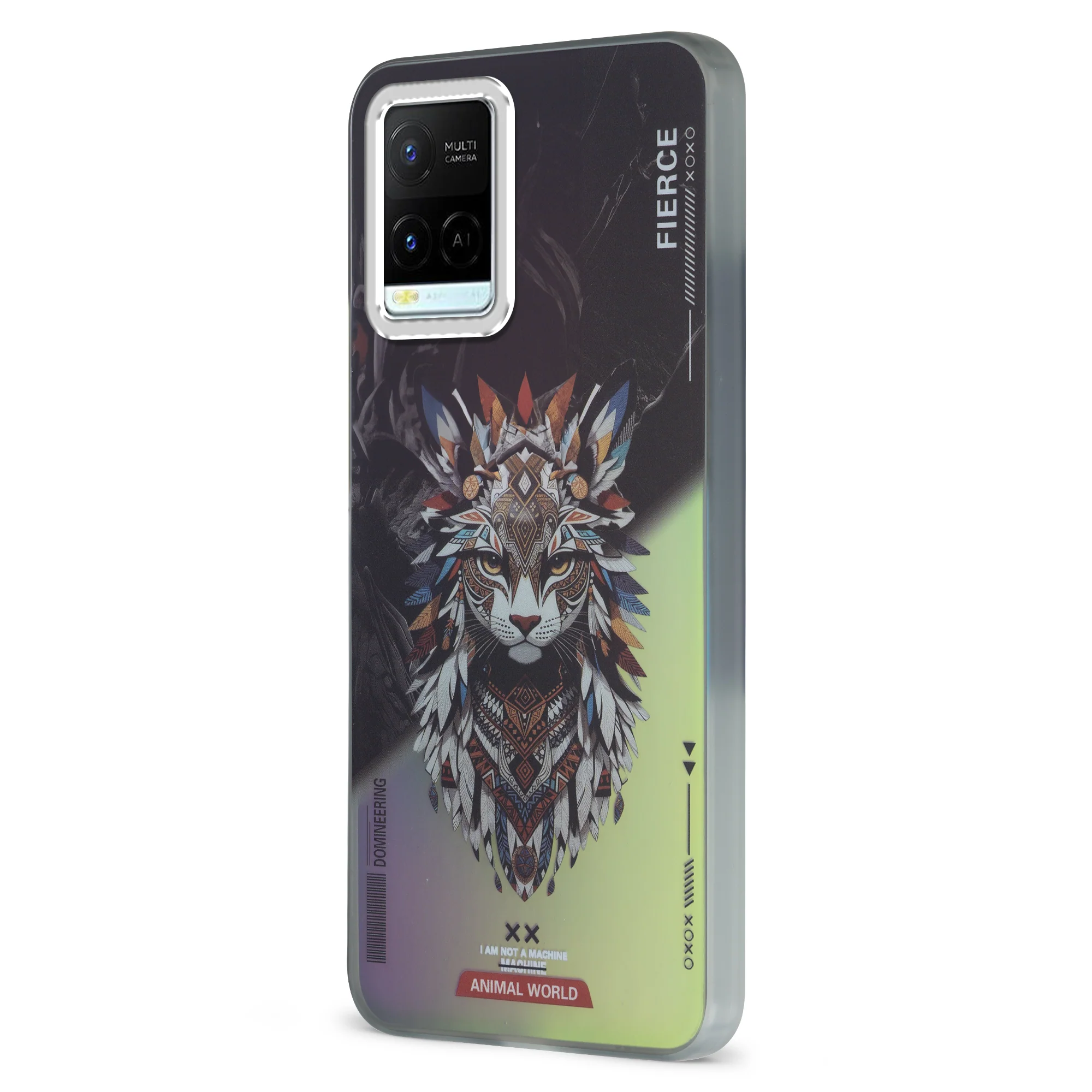 Night Glow & Shiny Hard Phone Cover with Silver Camera Ring For Vivo Y21 2021 - Image 4