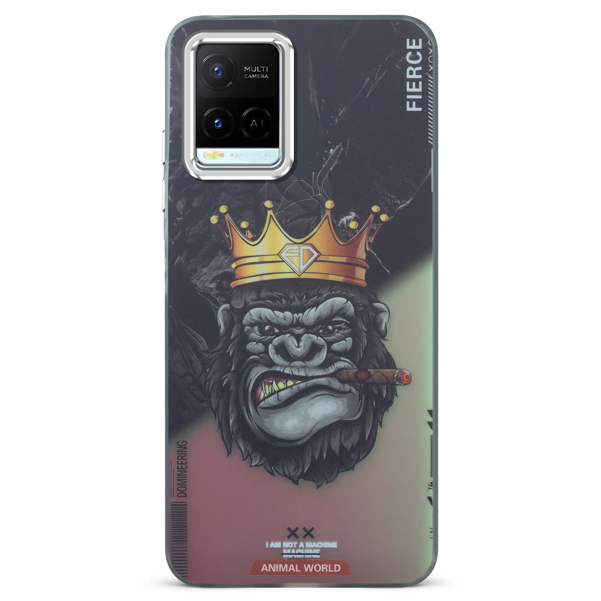 Night Glow & Shiny Hard Phone Cover with Silver Camera Ring For Vivo Y21 2021 - Image 7