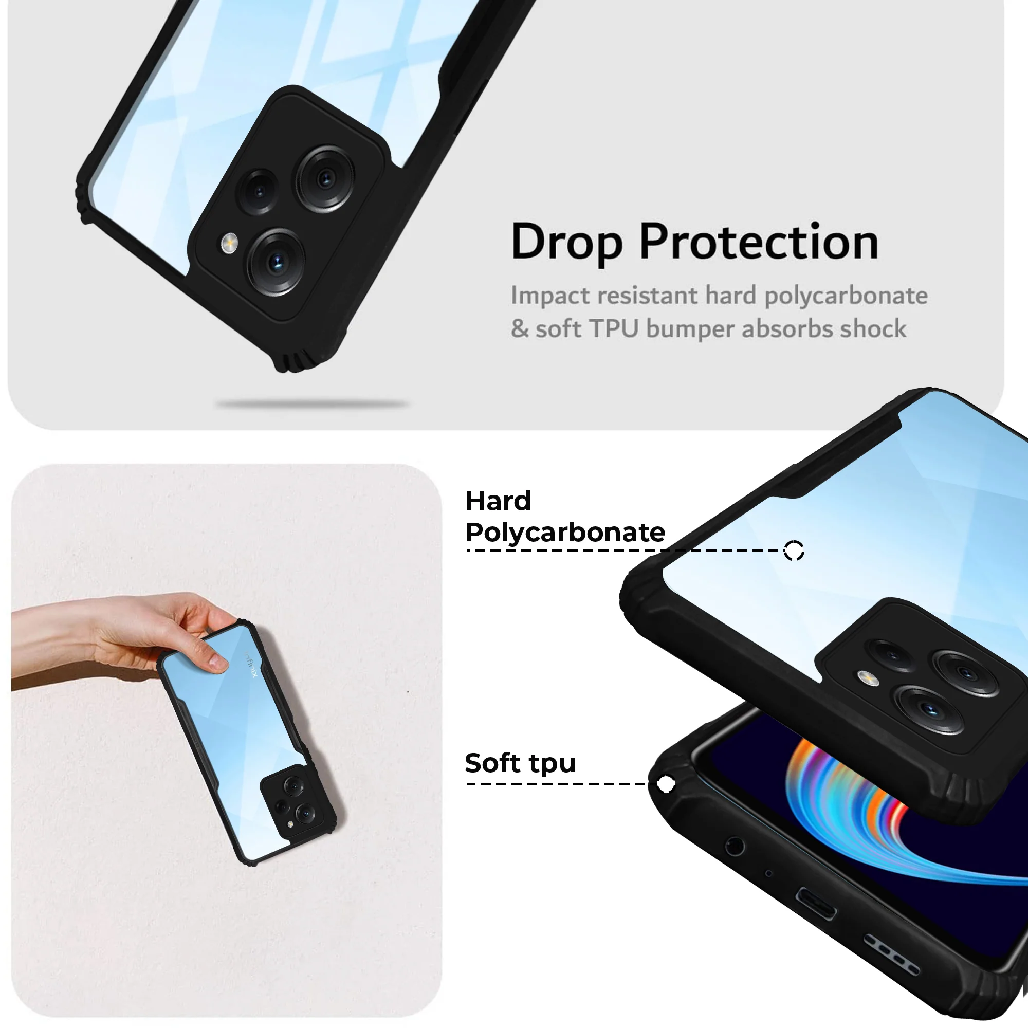 Premium Acrylic Transparent Back Cover for Infinix Hot 30i - Image 2