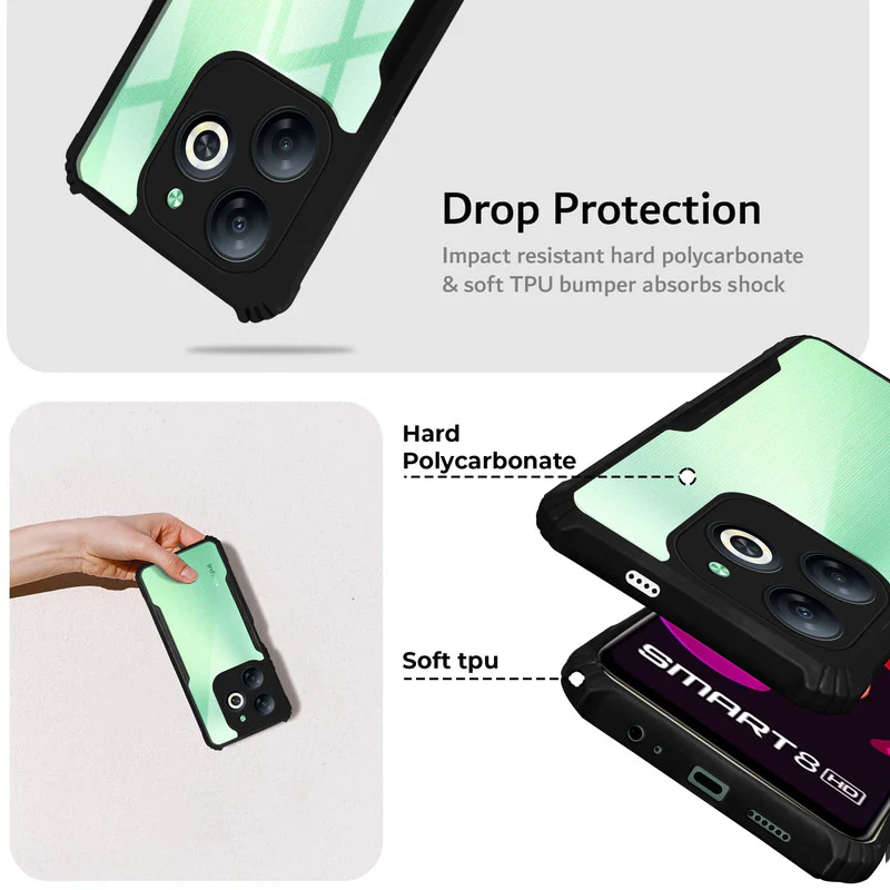 Premium Acrylic Transparent Back Cover for Infinix Smart 8 - Image 3