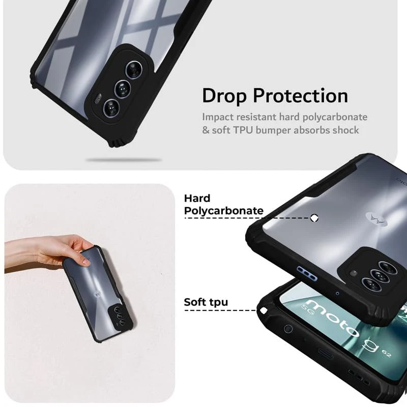 Premium Acrylic Transparent Back Cover for Motorola Moto G62 - Image 5