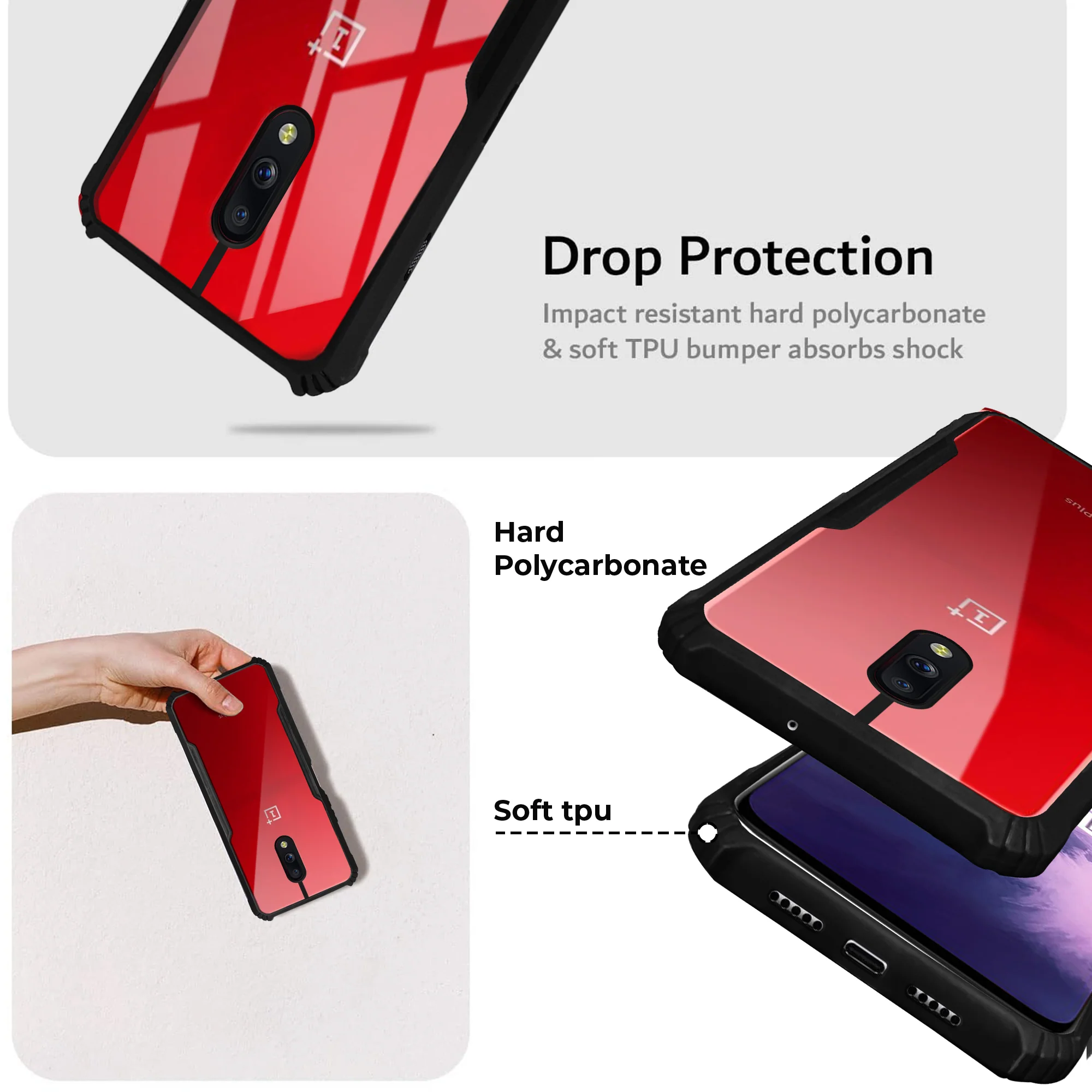 Premium Acrylic Transparent Back Cover for Oneplus 7 - Image 4