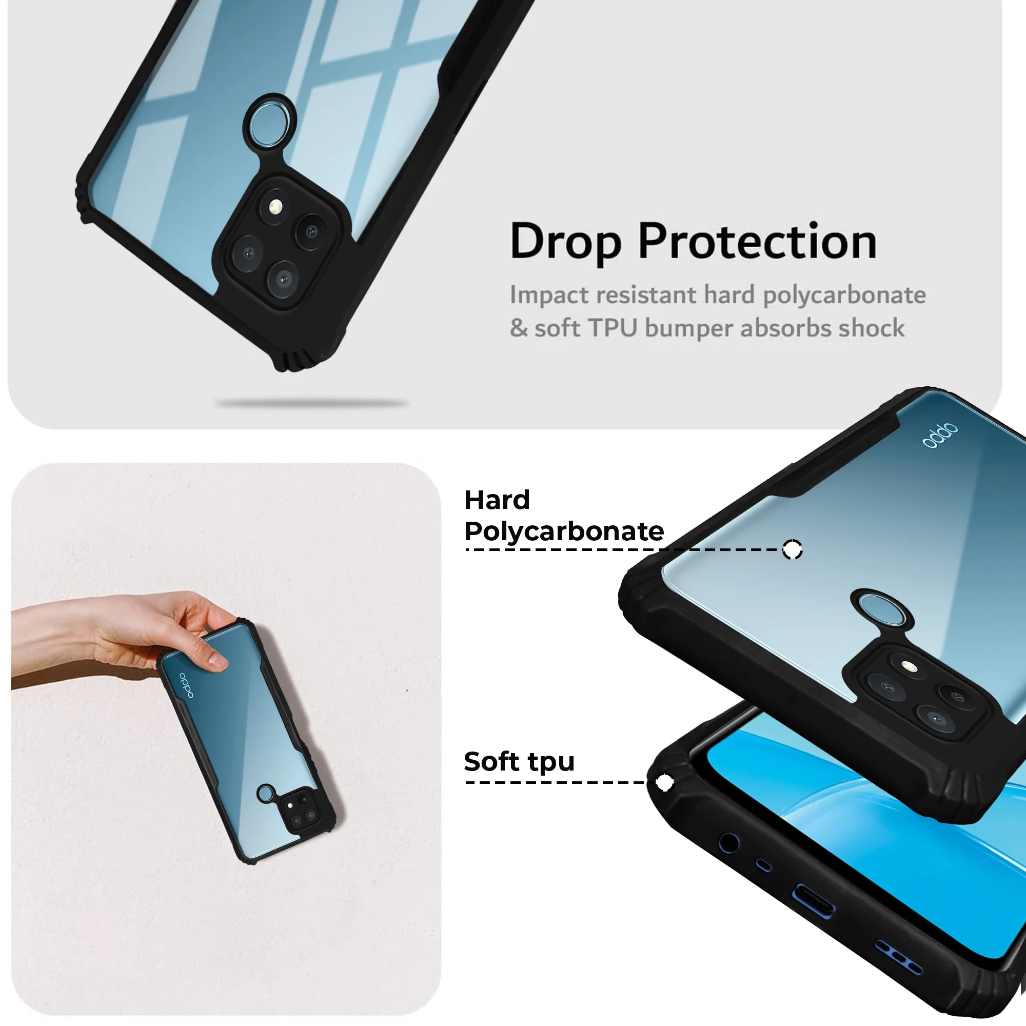 Premium Acrylic Transparent Back Cover for Oppo A15 - Image 4