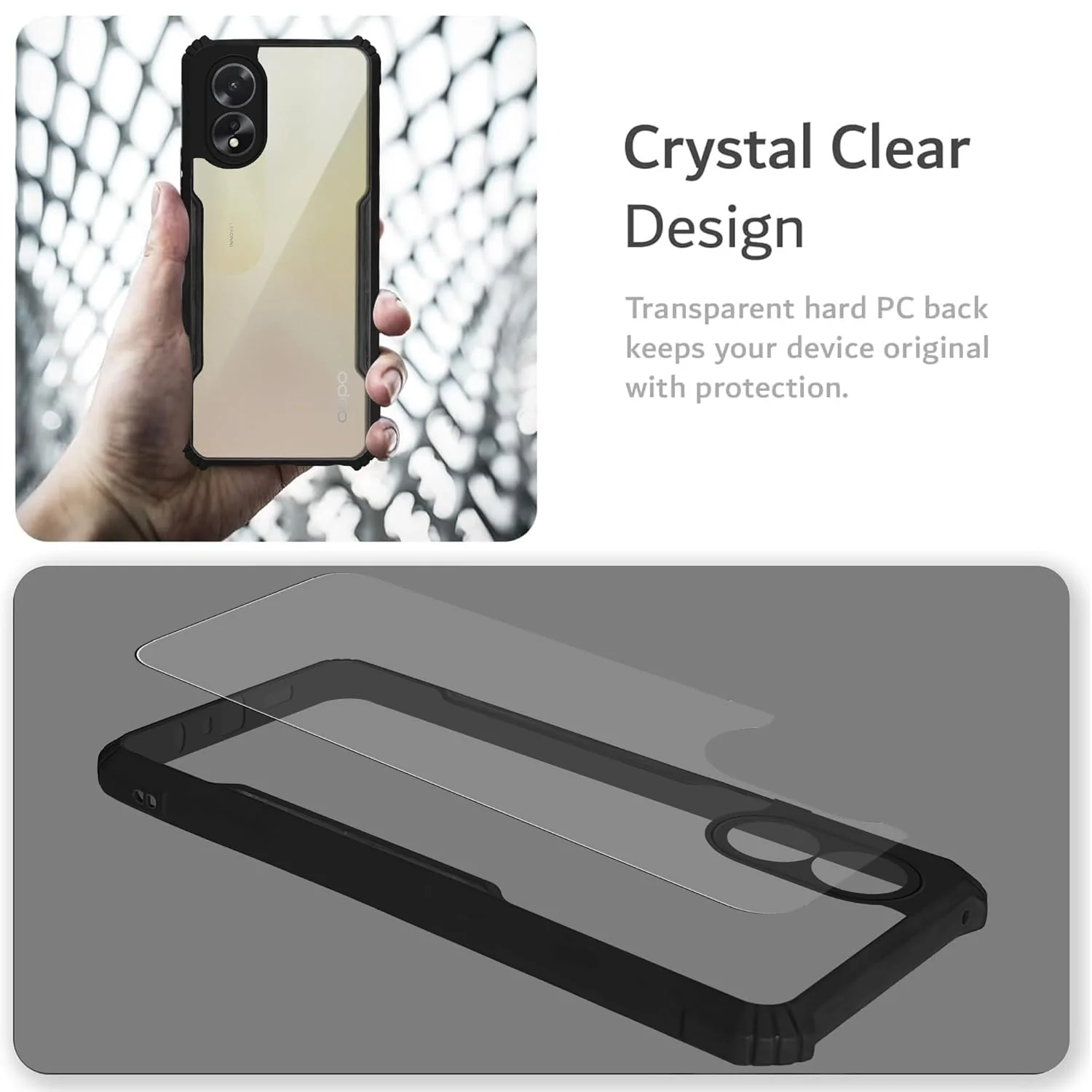 Premium Acrylic Transparent Back Cover for Oppo A38 4G | Oppo A18 4G - Image 5