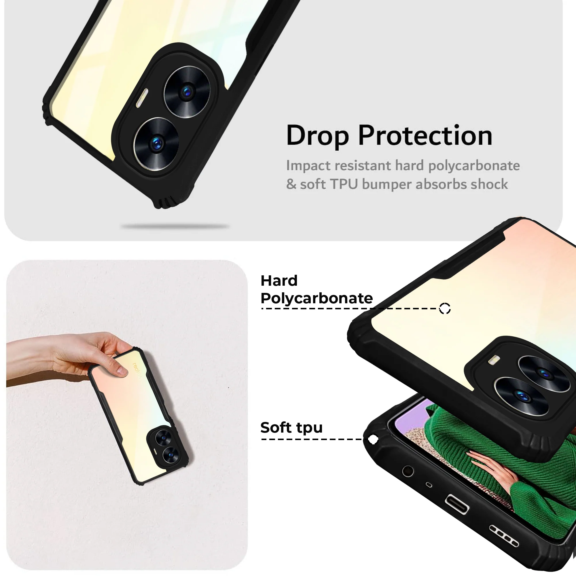Premium Acrylic Transparent Back Cover for Realme C55 - Image 4