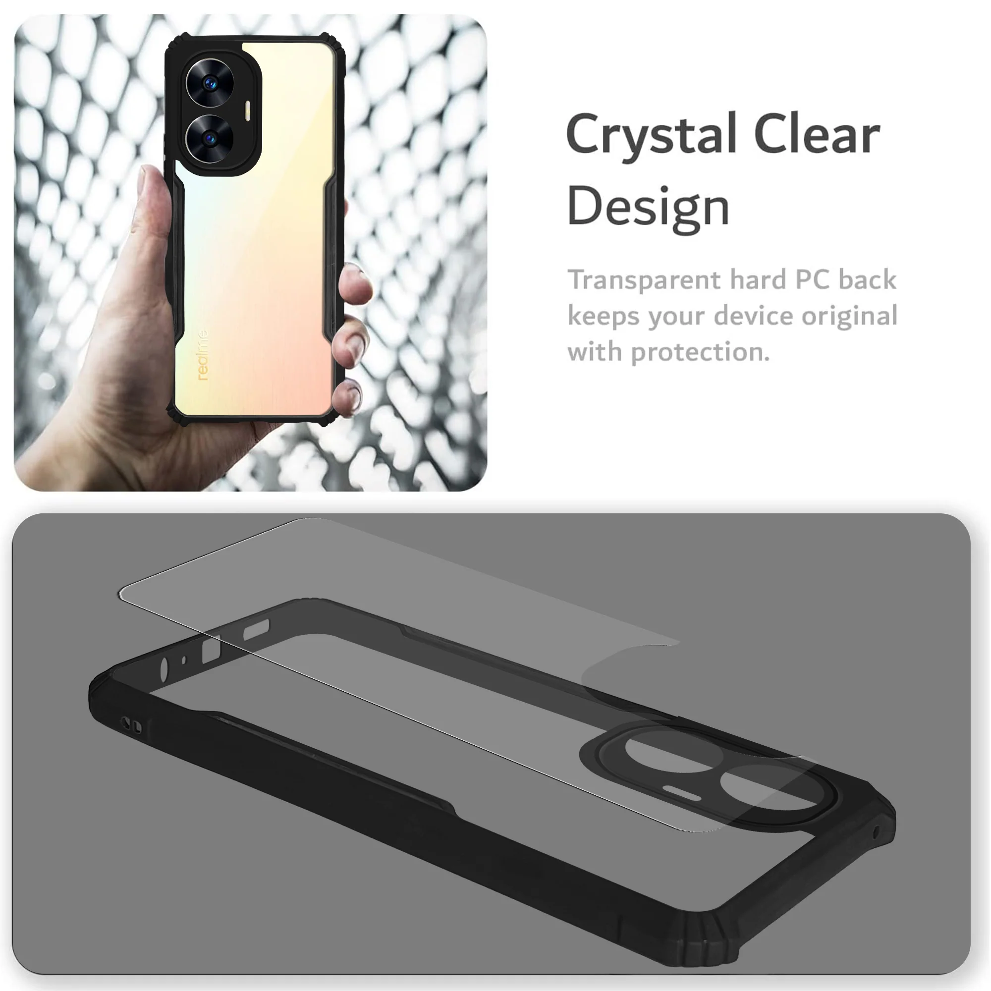Premium Acrylic Transparent Back Cover for Realme C55 - Image 5