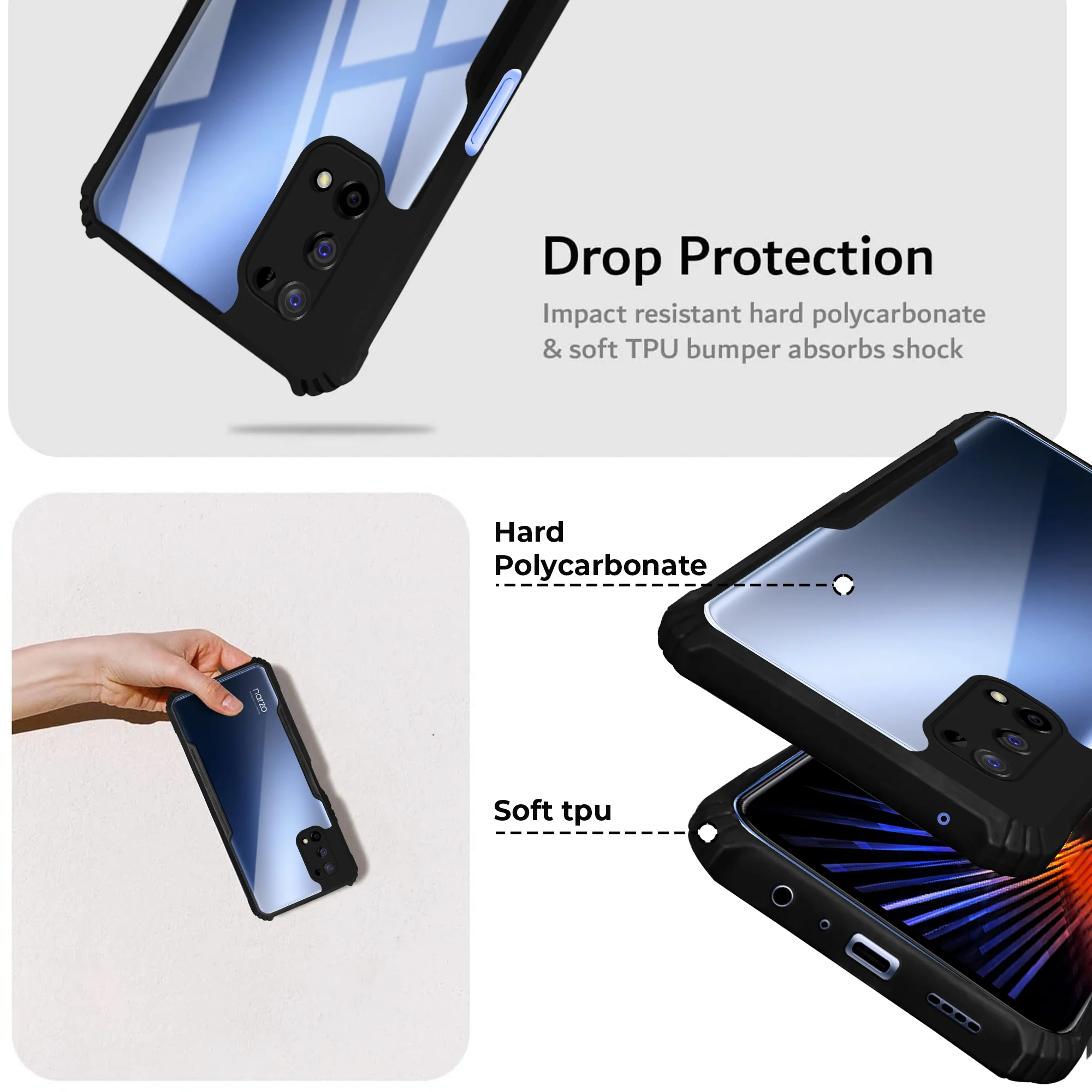 Premium Acrylic Transparent Back Cover for Realme Narzo 30 Pro - Image 2