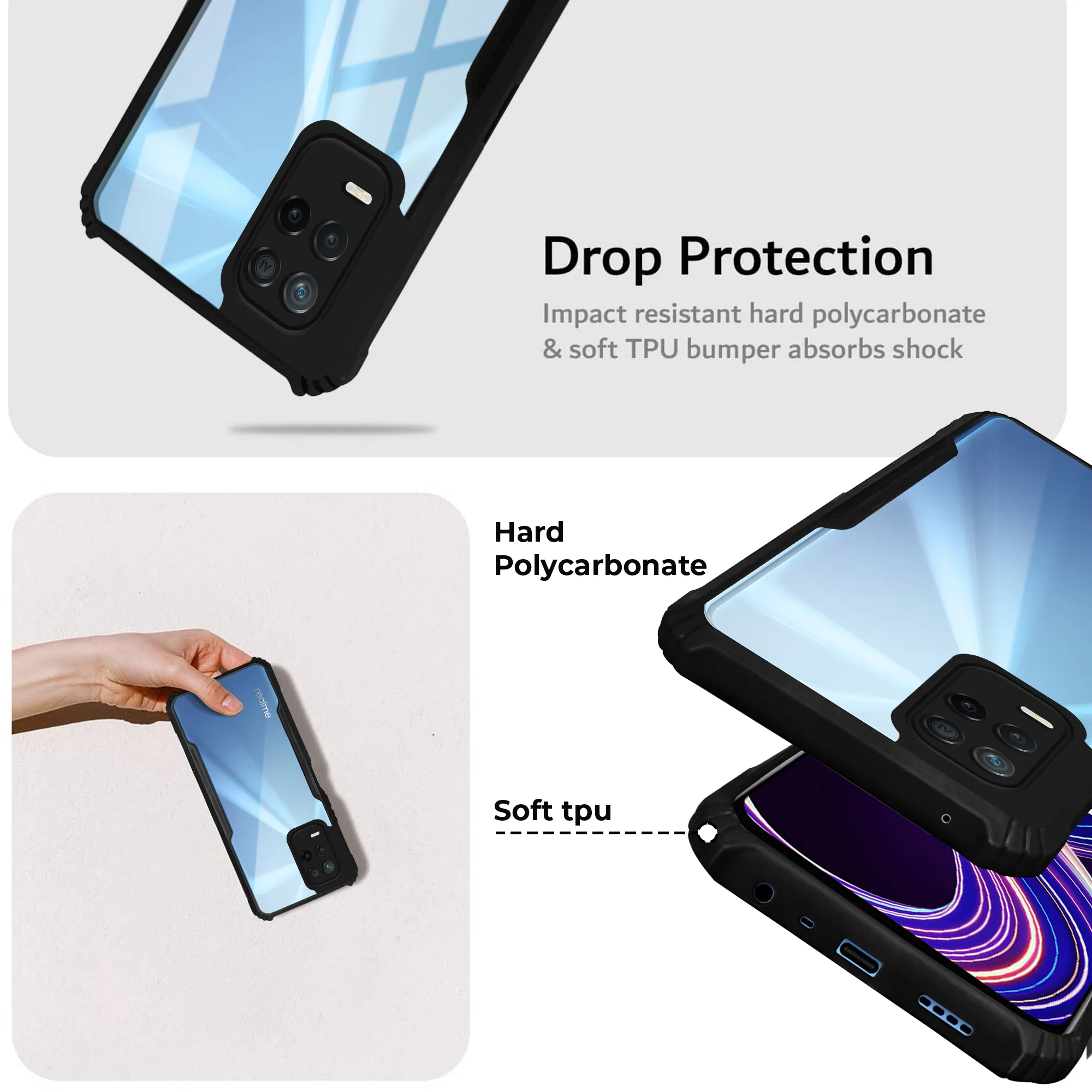 Premium Acrylic Transparent Back Cover for Realme V13 5G - Image 4