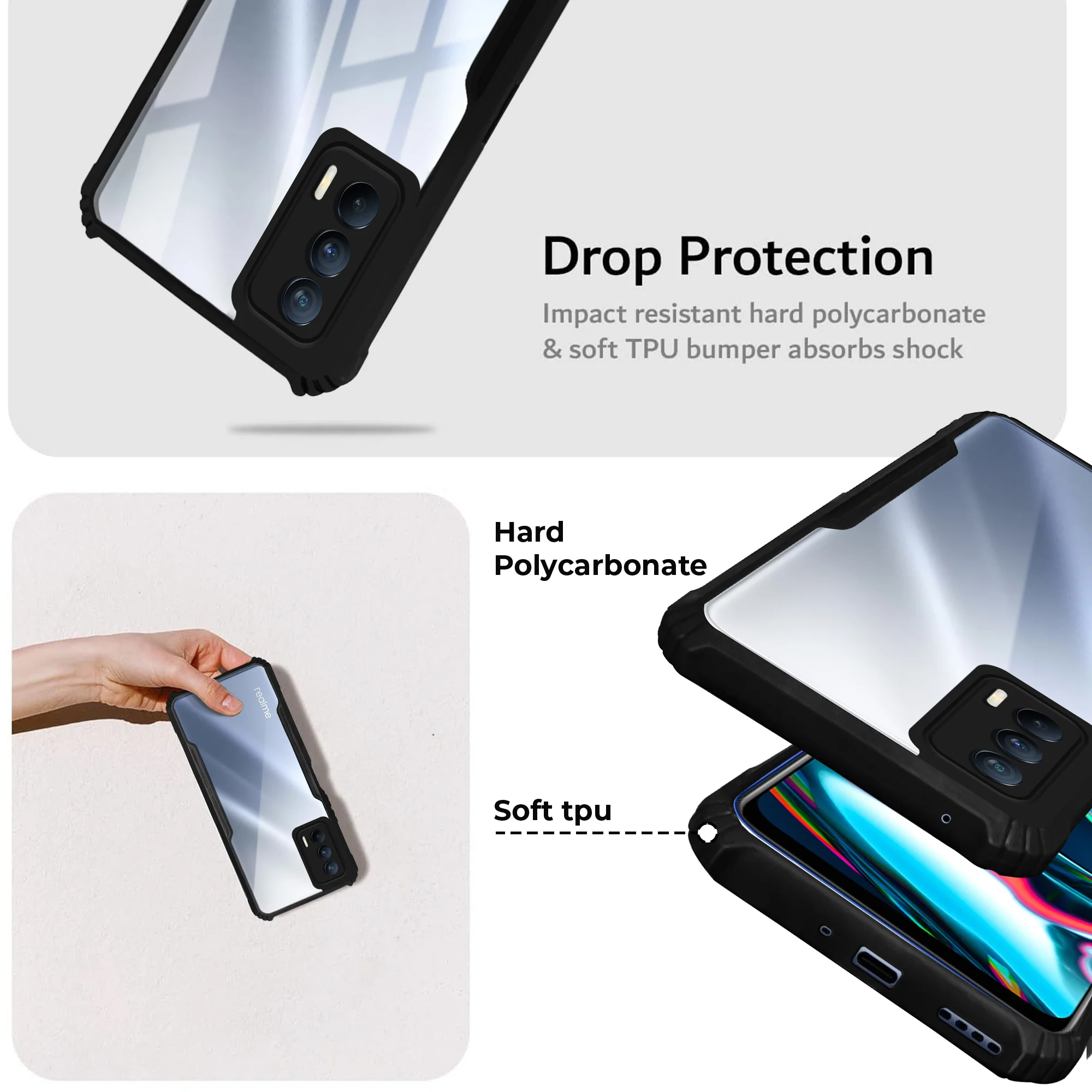 Premium Acrylic Transparent Back Cover for Realme V15 5G - Image 2