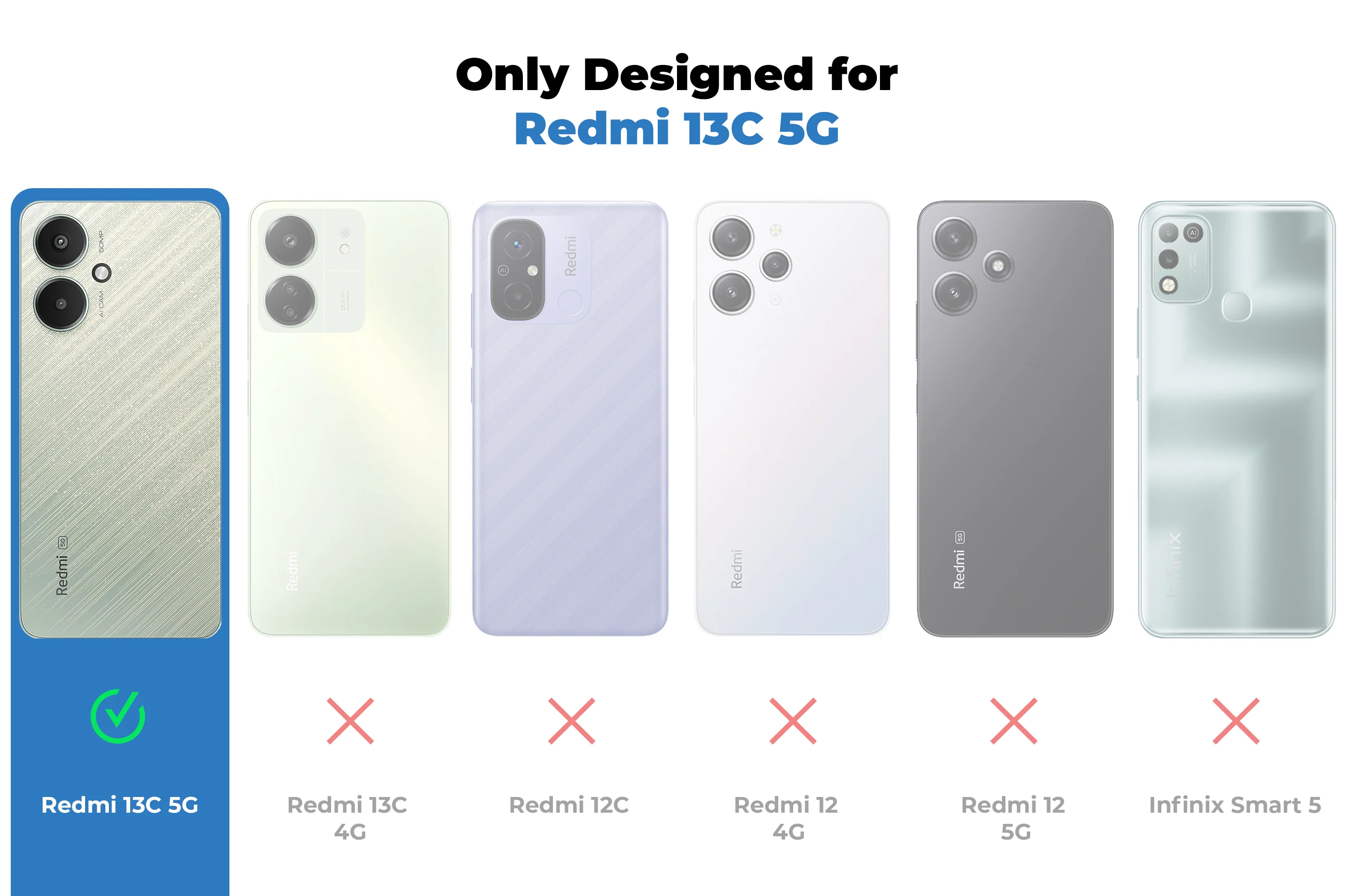 Premium Acrylic Transparent Back Cover for Redmi 13C 5G - Image 2
