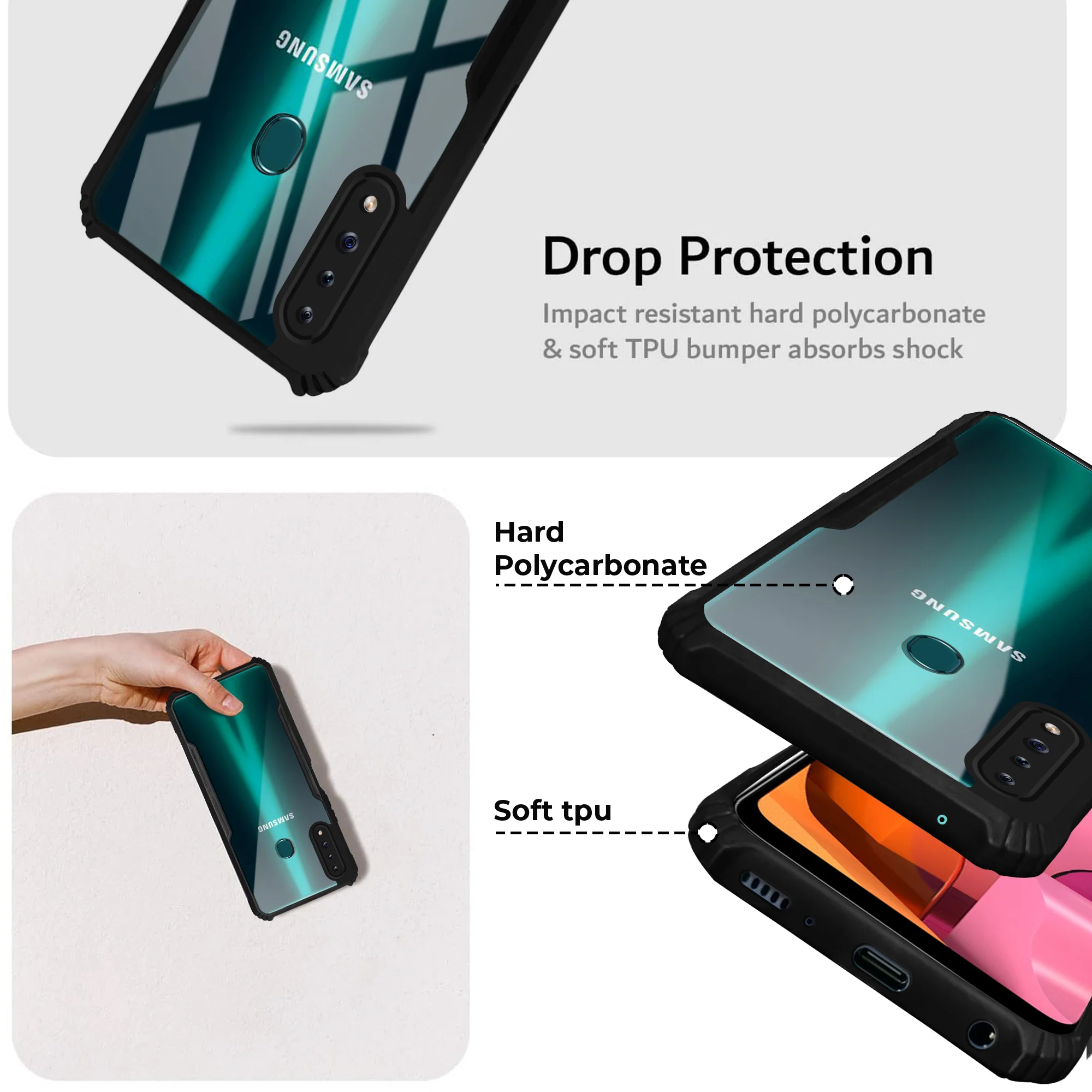 Premium Acrylic Transparent Back Cover for Samsung A20s - Image 4