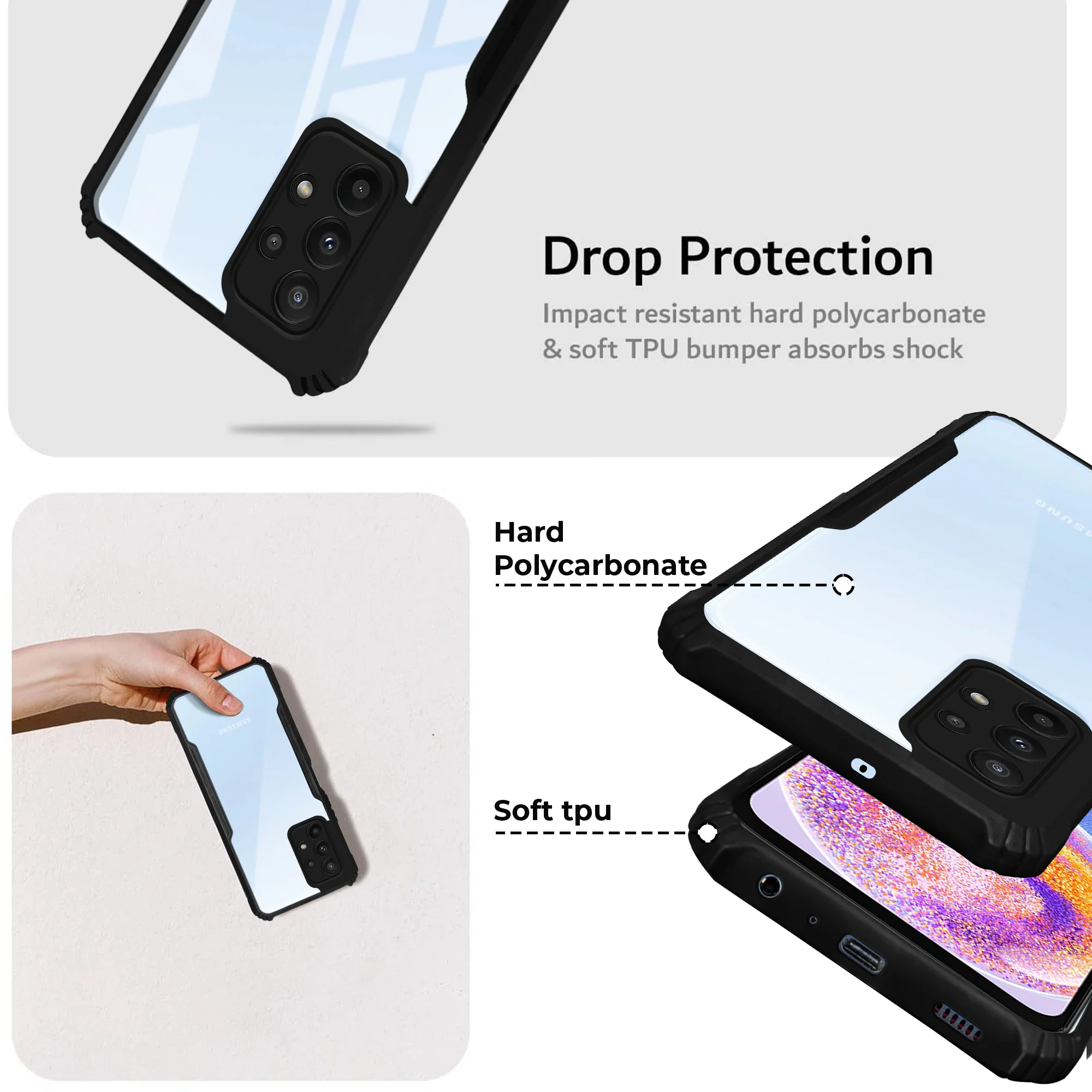 Premium Acrylic Transparent Back Cover for Samsung A23 4G & Samsung A23 5G - Image 4