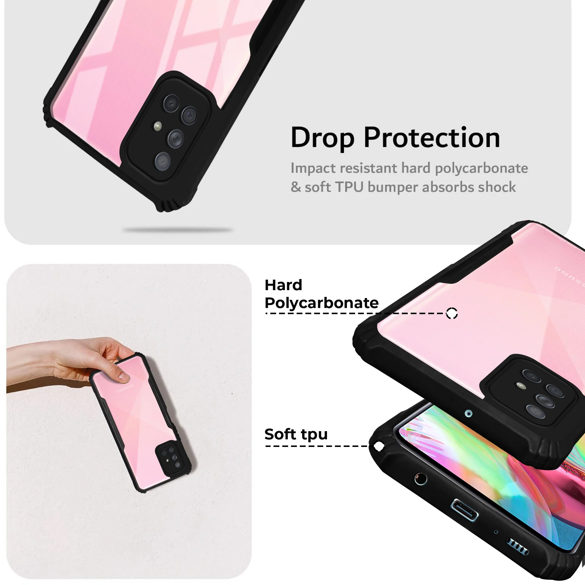 Premium Acrylic Transparent Back Cover for Samsung  A71 - Image 2