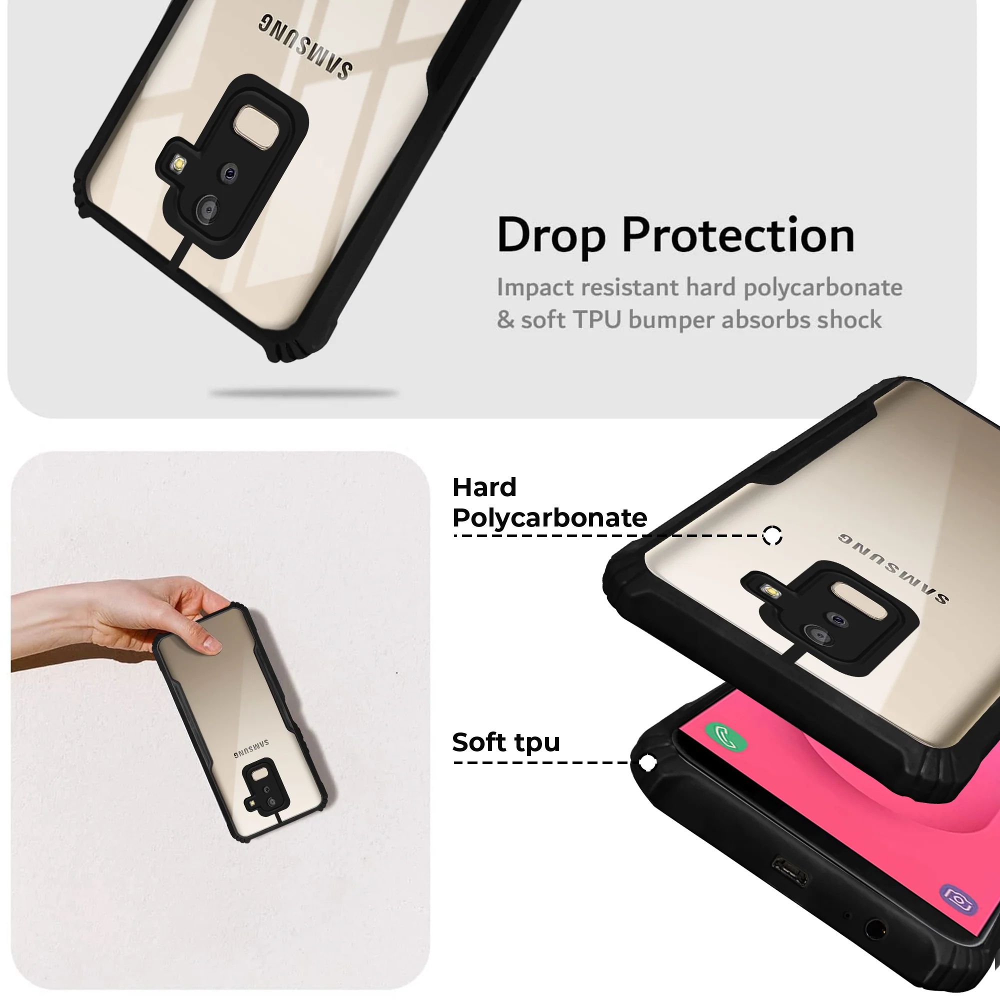 Premium Acrylic Transparent Back Cover for Samsung J8 2018 - Image 2