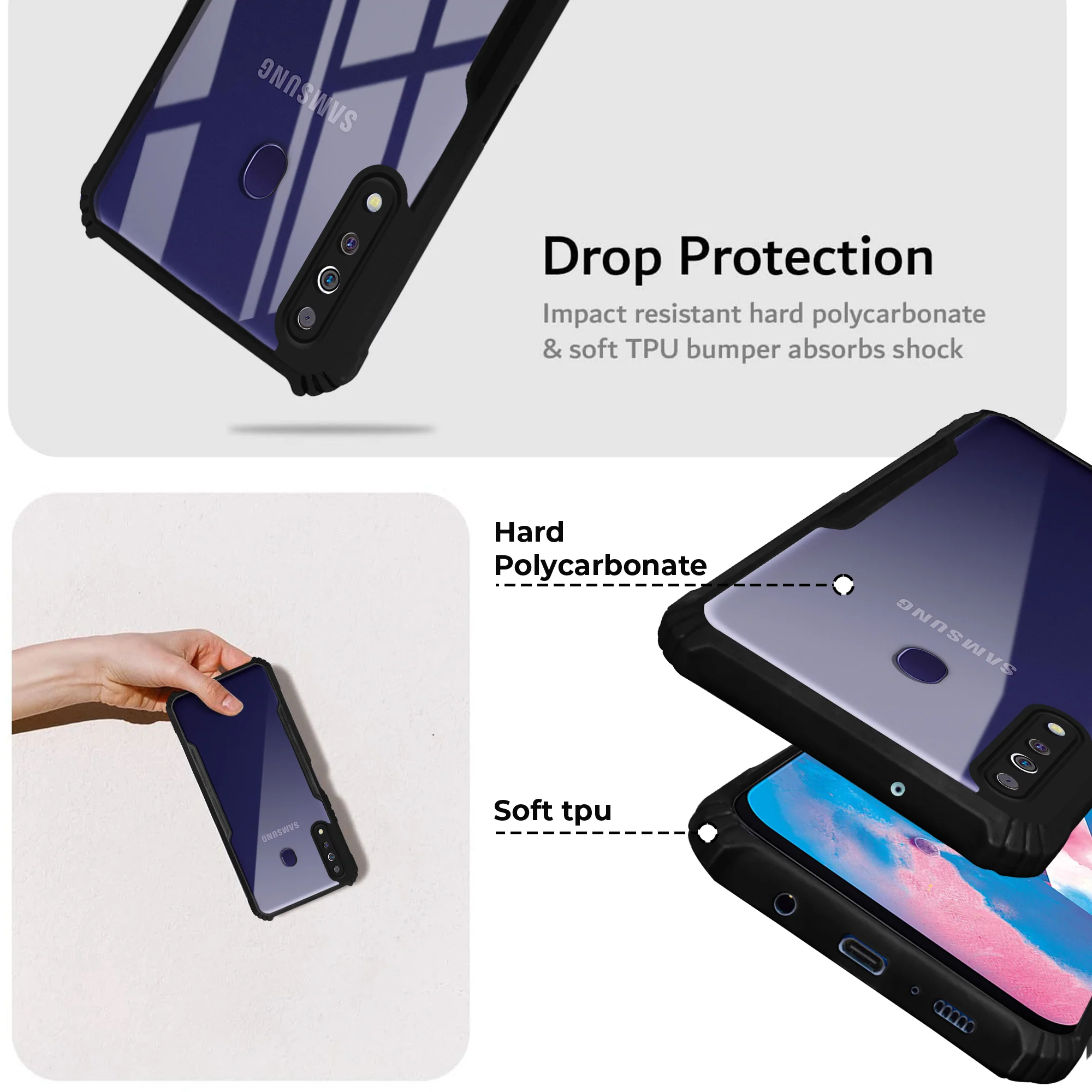 Premium Acrylic Transparent Back Cover for Samsung M30 - Image 2
