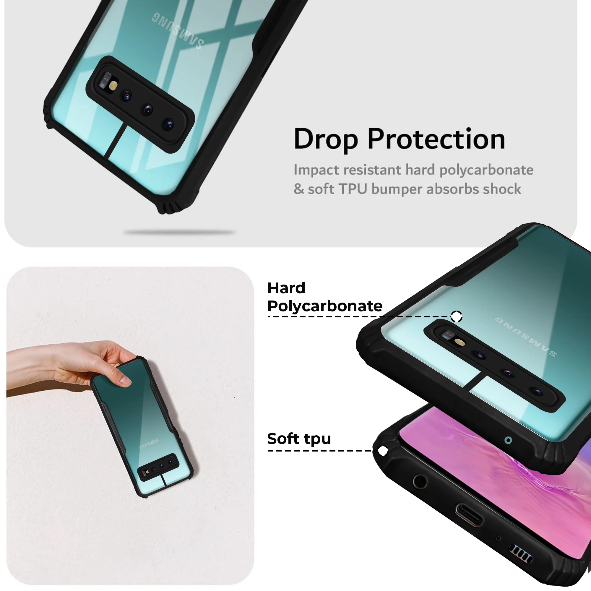 Premium Acrylic Transparent Back Cover for Samsung S10 4G - Image 4