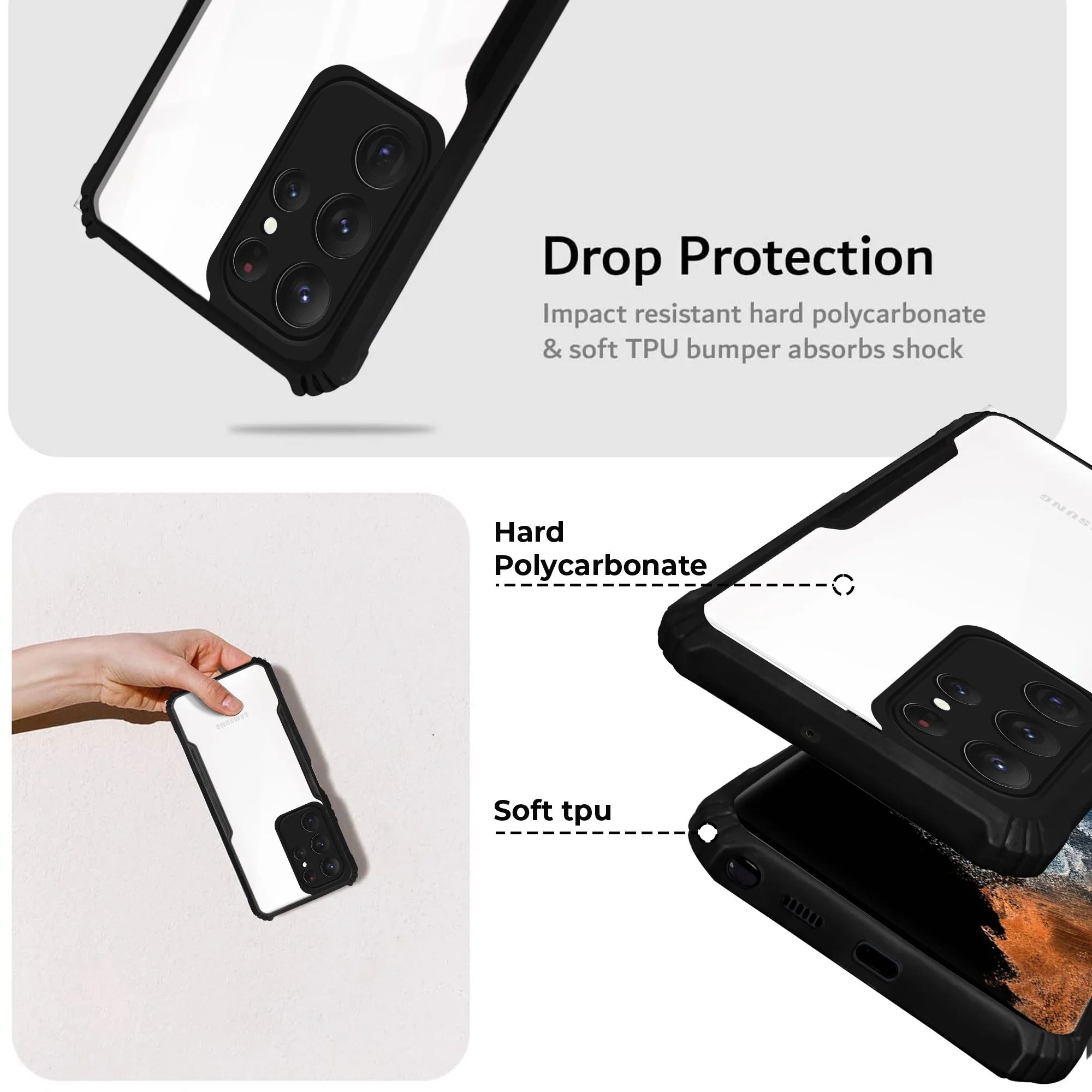 Premium Acrylic Transparent Back Cover for Samsung S22 Ultra 5G - Image 4